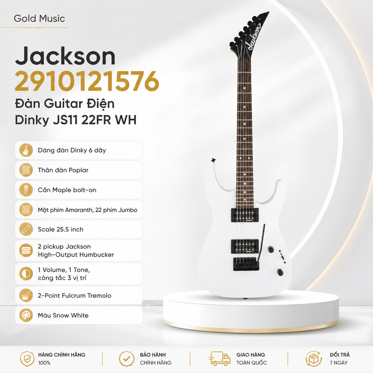 Jackson 2910121576 ĐÀN GUITAR ĐIỆN DINKY JS11 22FR WH jackson 2910121576 dan guitar dien dinky js11