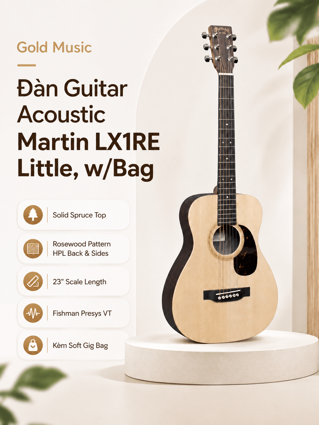 Đàn Guitar Acoustic Martin LX1RE Little, w/Bag martin lx1re little w bag