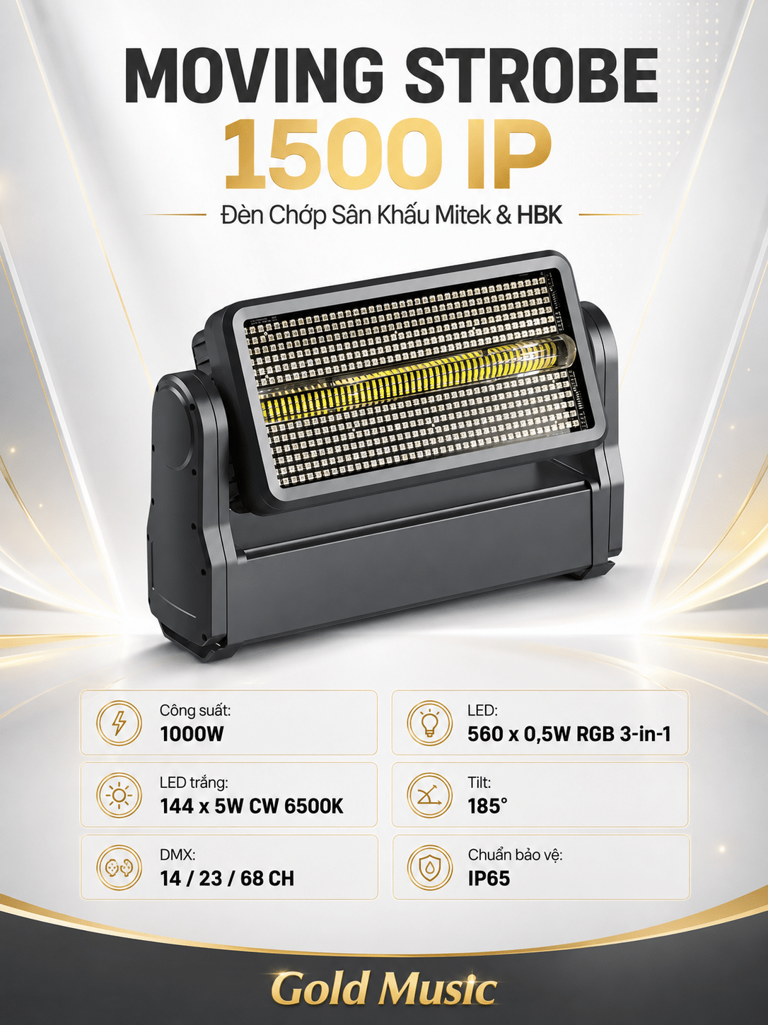 Moving Strobe 1500 IP – Đèn Chớp Sân Khấu Mitek & HBK moving strobe 1500 ip den chop san