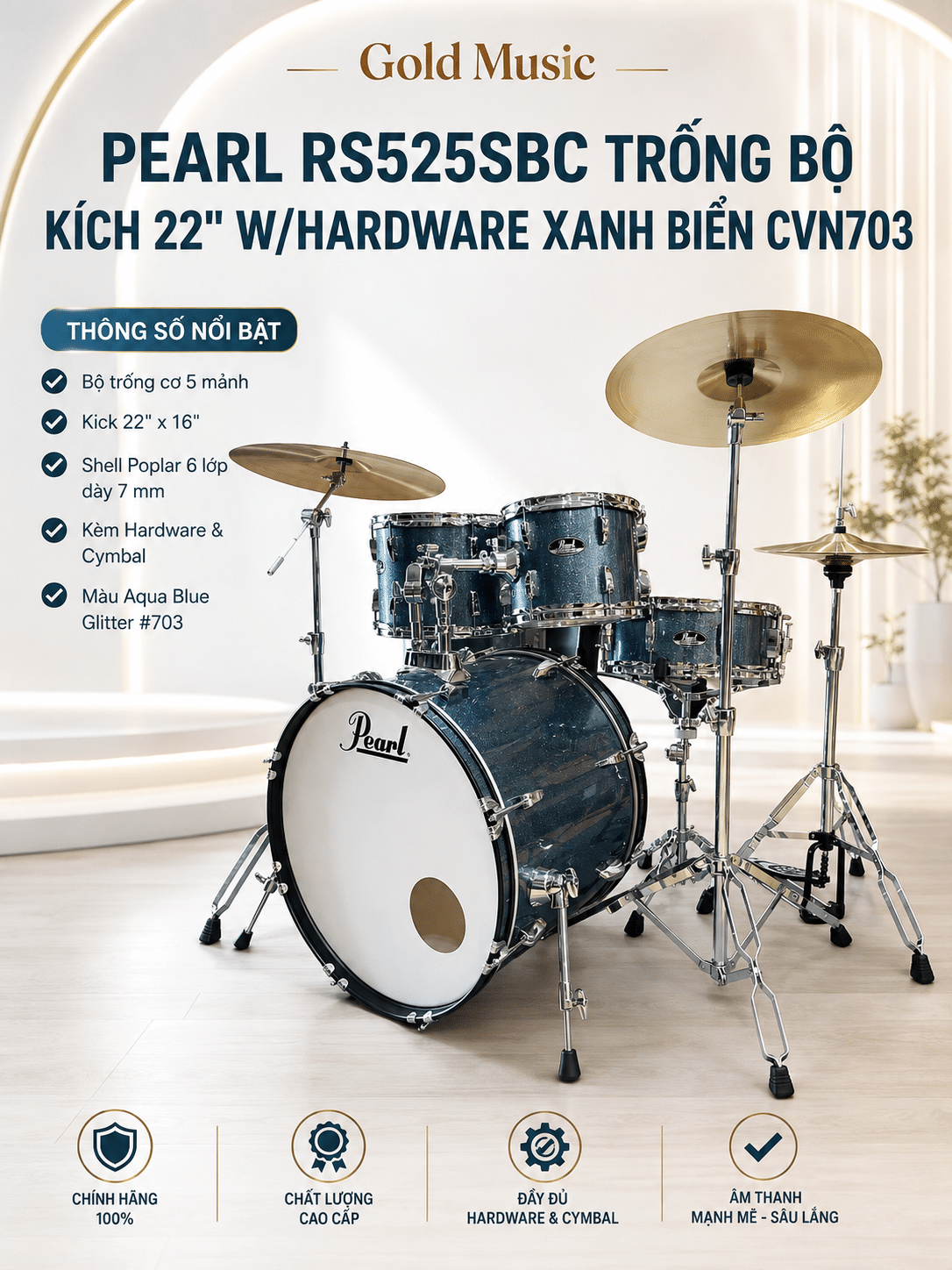 PEARL EXA725SP TRỐNG BỘ LIMITED MIDNIGHT NIMBUS màu C753 pearl rs525sbc bo kich 22 w hardware