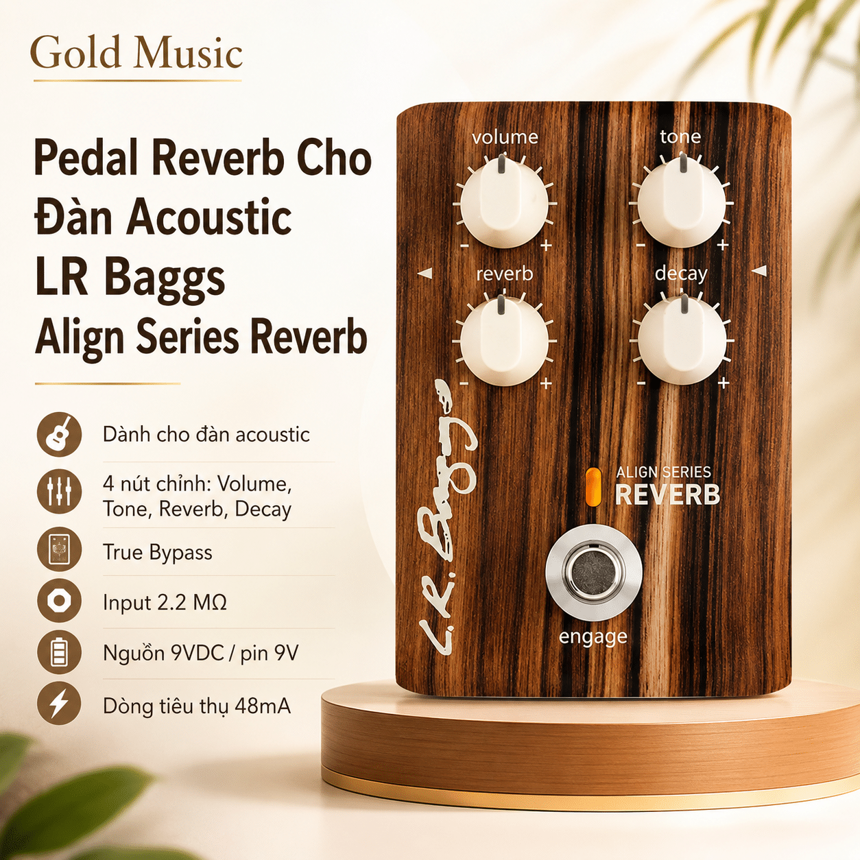 Pedal Reverb cho đàn acoustic LR Baggs Align Series Reverb pedal reverb dan acoustic lr baggs align series