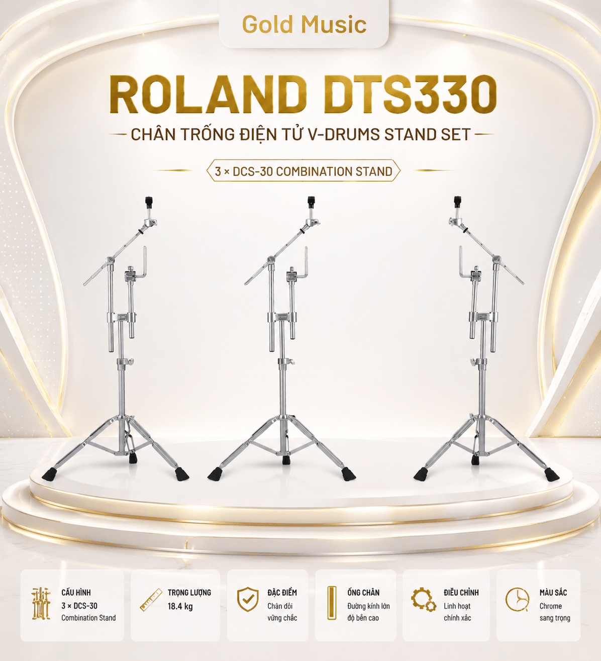 Roland DTS330 chân trống điện tử chắc chắn bền bỉ roland dts330 chan dien tu chac chan