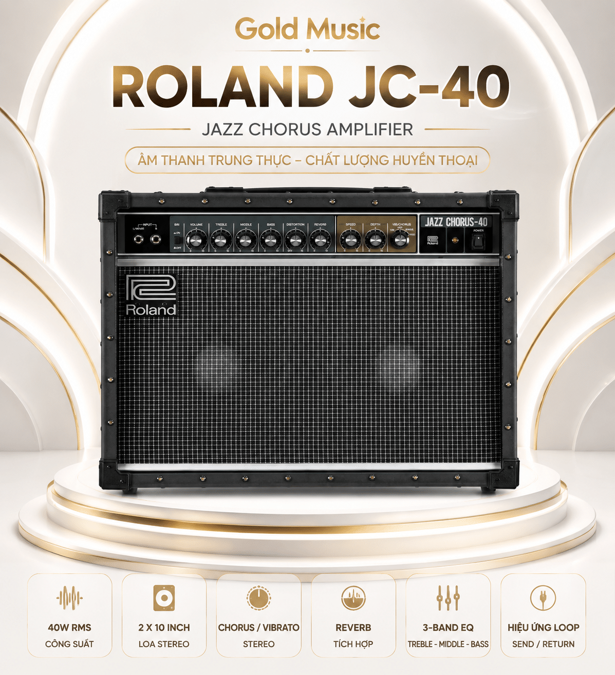 Roland JC-40 amply guitar jazz chorus âm thanh trung thực roland jc 40 ampli guitar jazz chorus