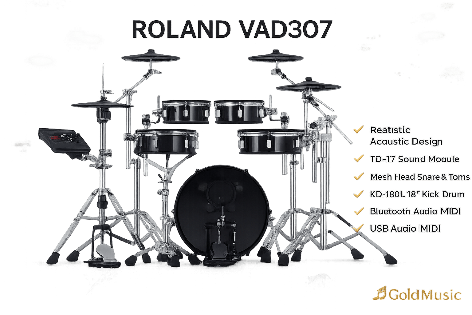 Roland VAD307 bộ trống điện tử thiết kế như trống cơ roland vad307 bo dien tu thiet trong