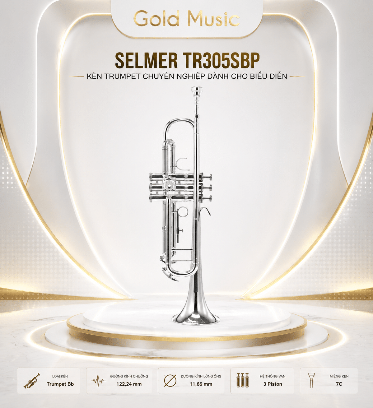 Selmer TR305SBP kèn trumpet chuyên nghiệp dành cho biểu diễn selmer tr305sbp ken trumpet danh