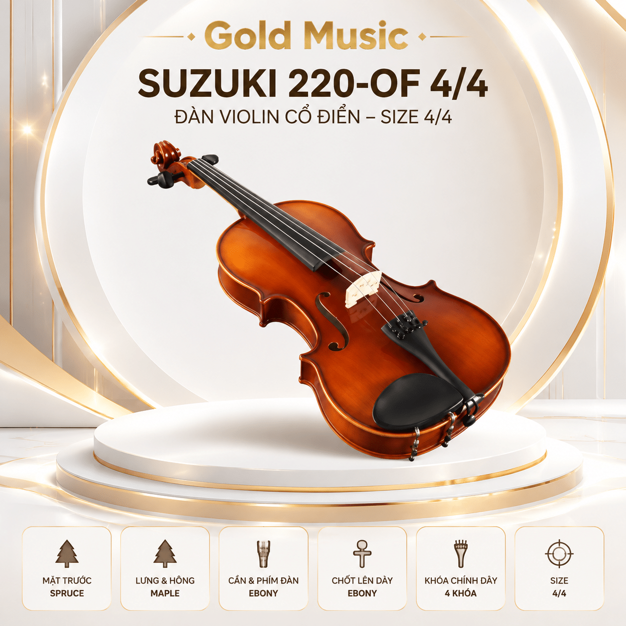 Suzuki 220-OF 4/4 đàn violin cổ điển size 4/4 suzuki 220 of 4 dan violin dien