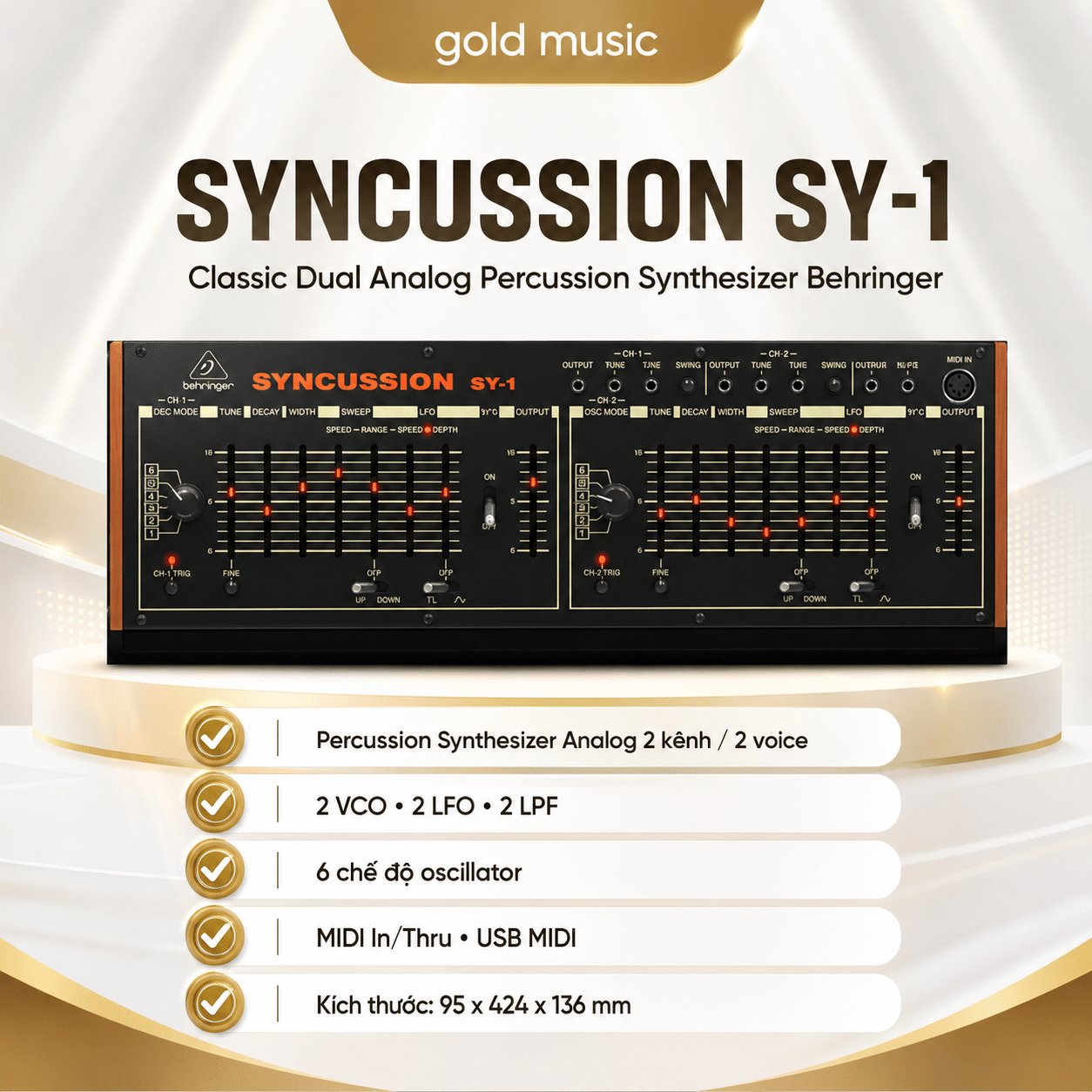 SYNCUSSION SY-1 Classic Dual Analog Percussion Synthesizer Behringer syncussion sy 1 classic dual analog percussion synthesizer behringer