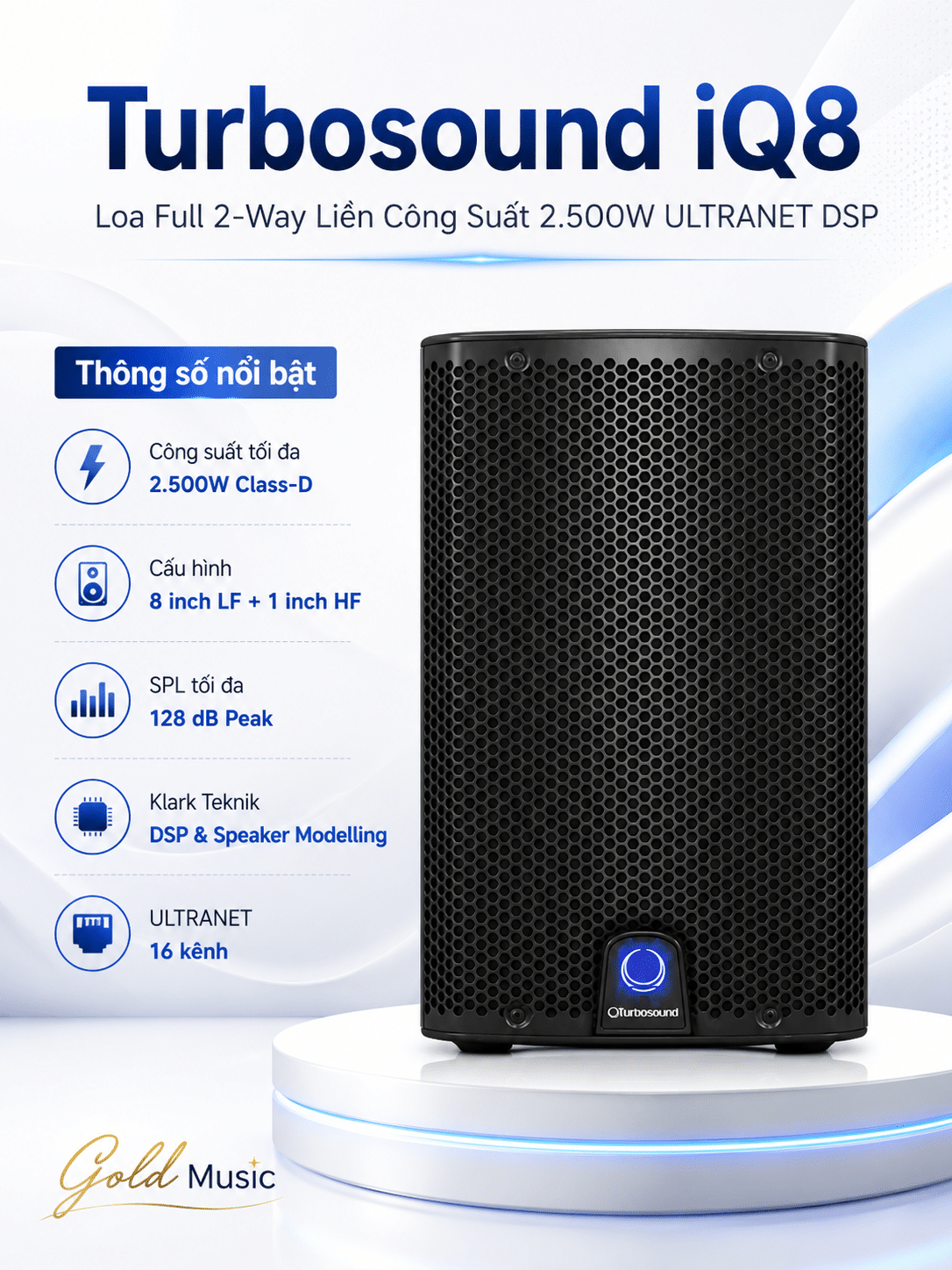 Turbosound IQ8 Loa Full 2Way Liền Công Suất 2.500w Ultranet DSP turbosound iq8 loa full 2way 2 500w
