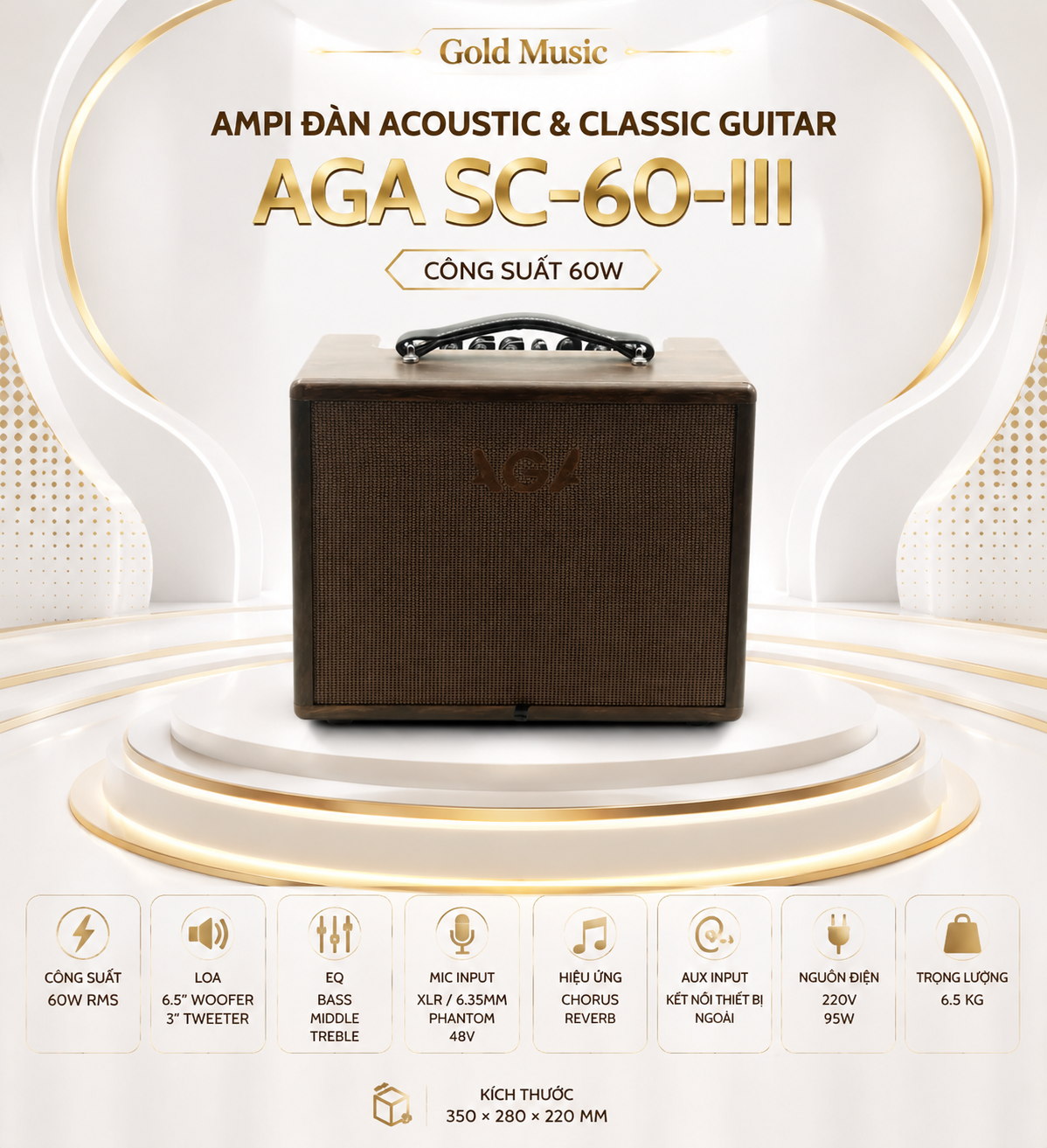 Ampli Đàn Acoustic và Classic Guitar AGA SC-60-III (công suất 60W) ampli dan acoustic va classic guitar aga sc 60 iii cong suat 60w