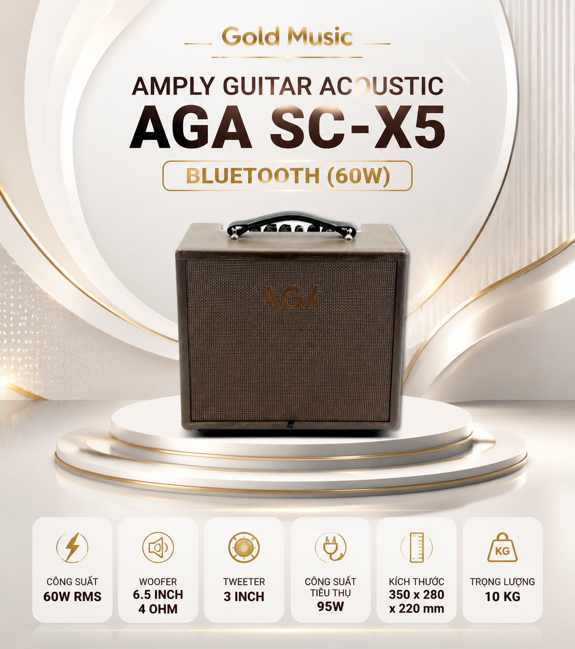 Ampli Guitar Acoustic AGA SC-X5 Bluetooth (60W) ampli guitar acoustic aga sc x5 bluetooth 60w