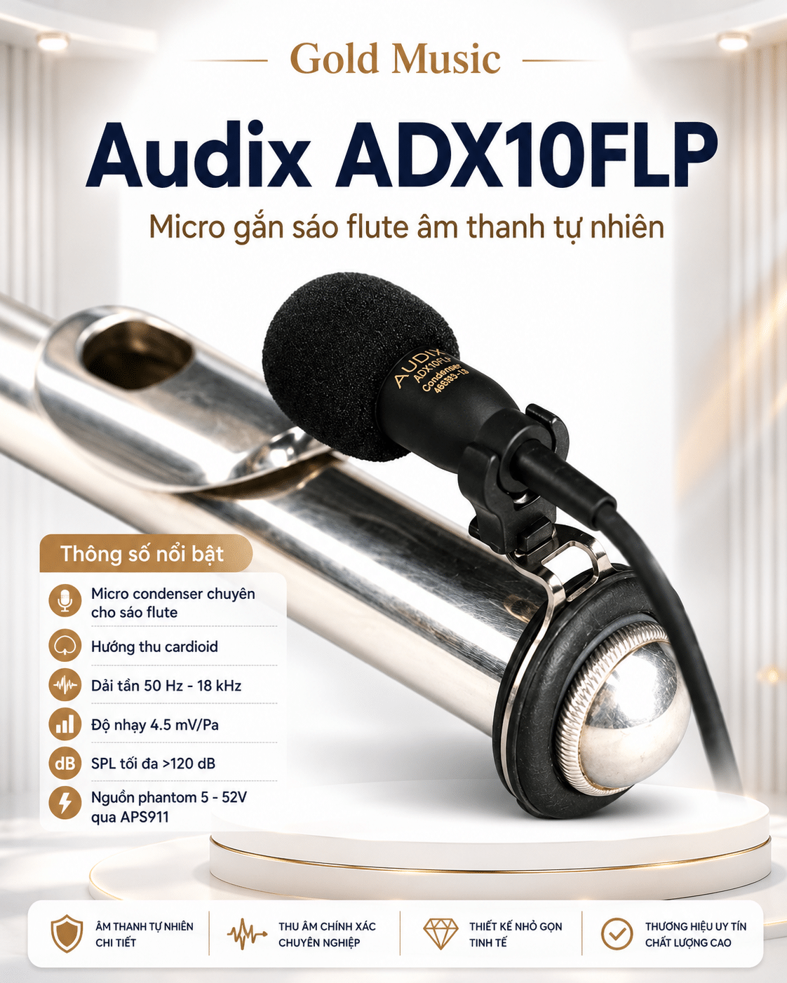 Audix ADX10FLP micro gắn nhạc cụ âm thanh tự nhiên audix adx10flp micro gan nhac cu am than