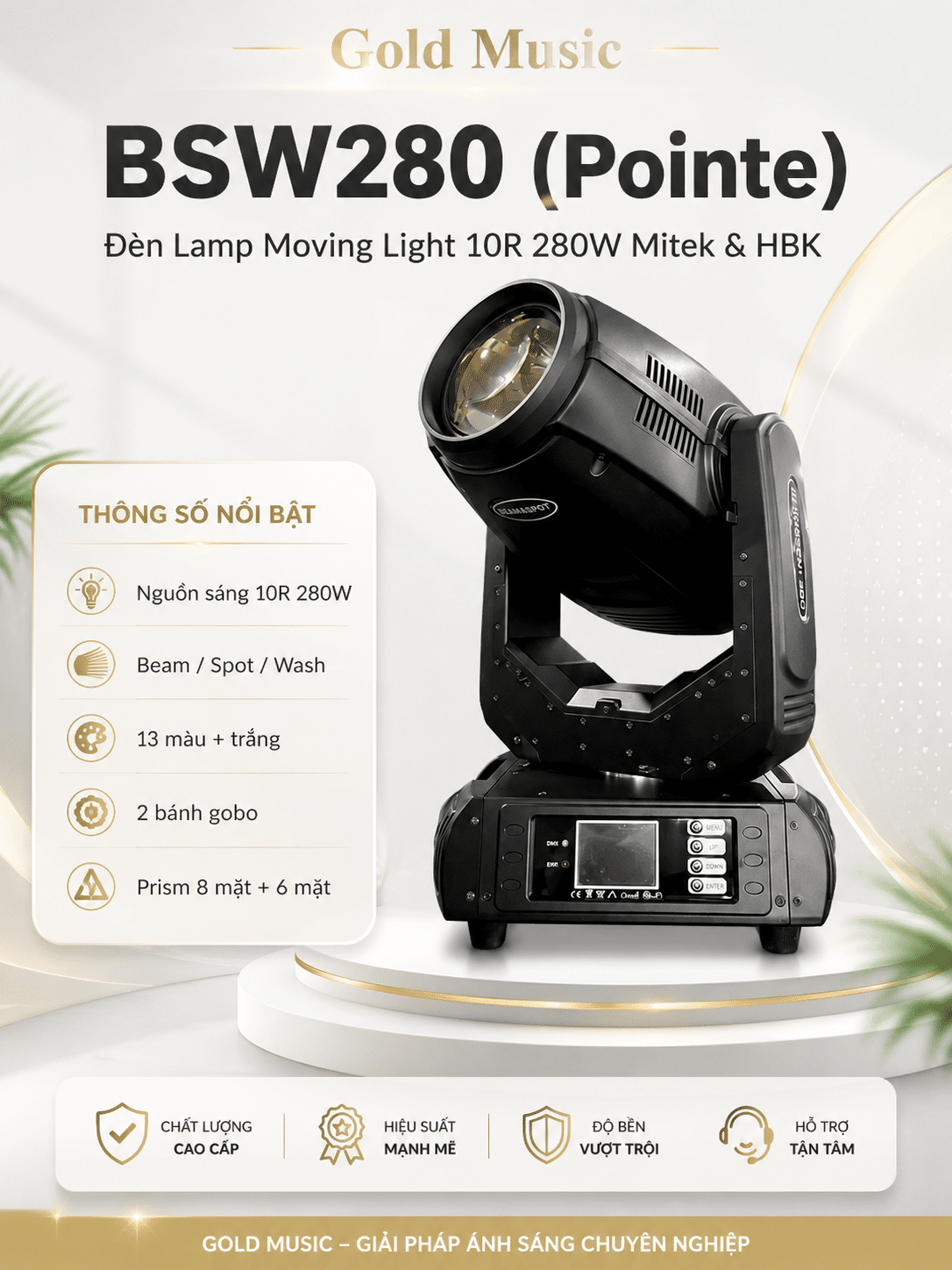 BSW280 (Pointe) Đèn Lamp moving light 10R 280W Mitek & HBK bsw280 pointe den lamp moving light 10r