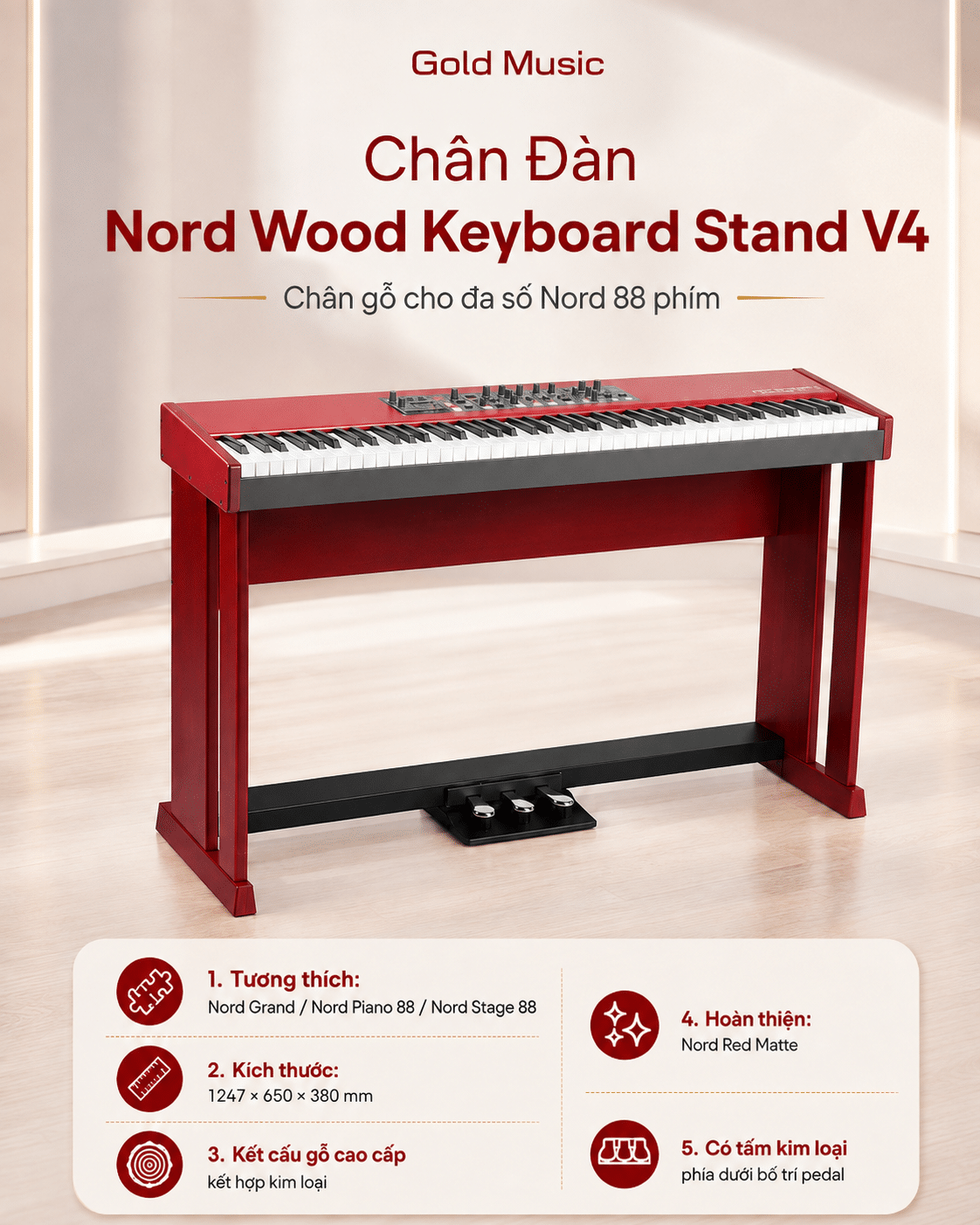Chân Đàn Nord Wood Keyboard Stand gỗ cho đa số Nord 88 phím chan dan nord wood keyboard stand go