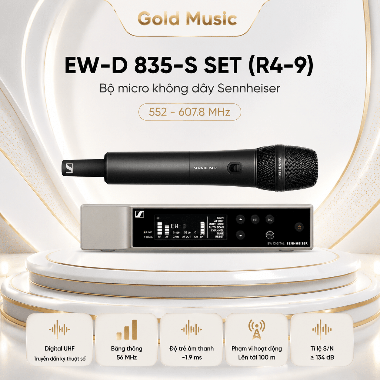 EW-D 835-S SET (R4-9) 552-607.8 MHz Bộ Micro Không dây Sennheiser ew d 835 s set r4 micro