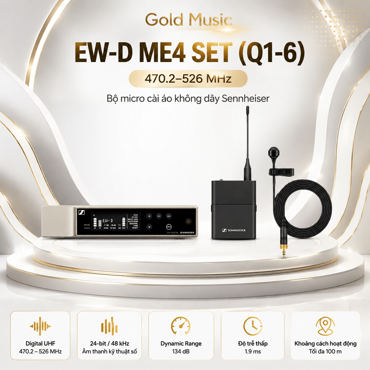 EW-D ME4 SET (Q1-6) 470.2-526 MHz Bộ micro cài áo không dây Sennheiser ew d me4 set q1 6 micro