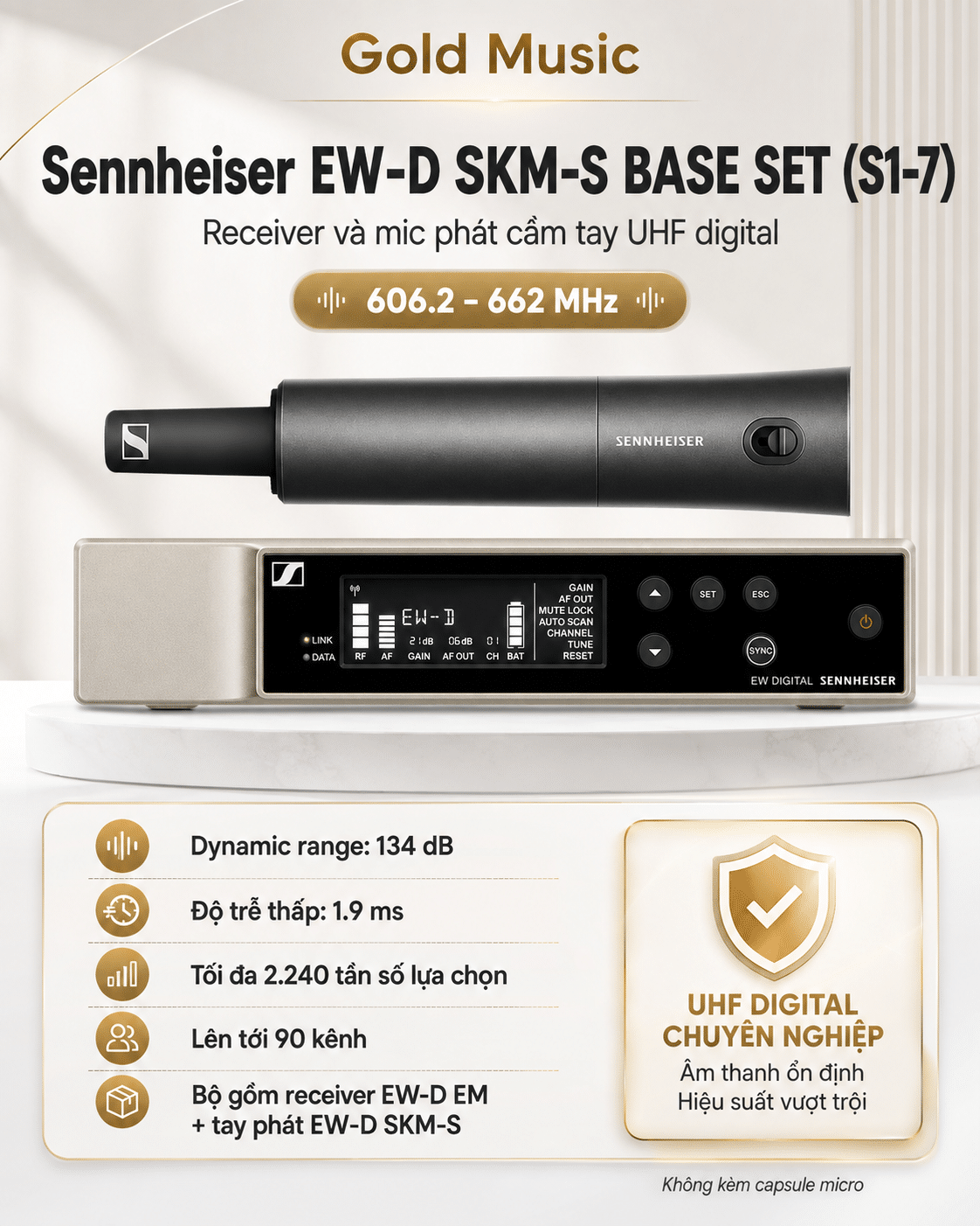 EW-D SKM-S BASE SET (S1-7) 606.2-662 MHz Reciever và Mic phát cầm tay UHF Sennheiser ew d skm s base set mic