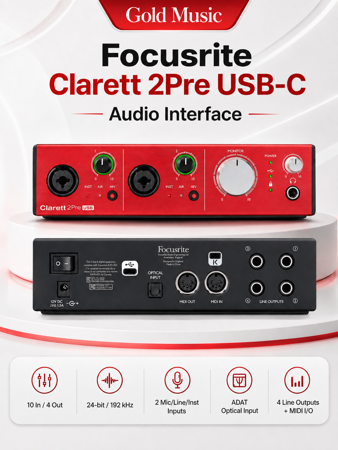 Focusrite Clarett+ 2Pre USB-C Audio Interface focusrite clarett plus 2pre usb c soundcard