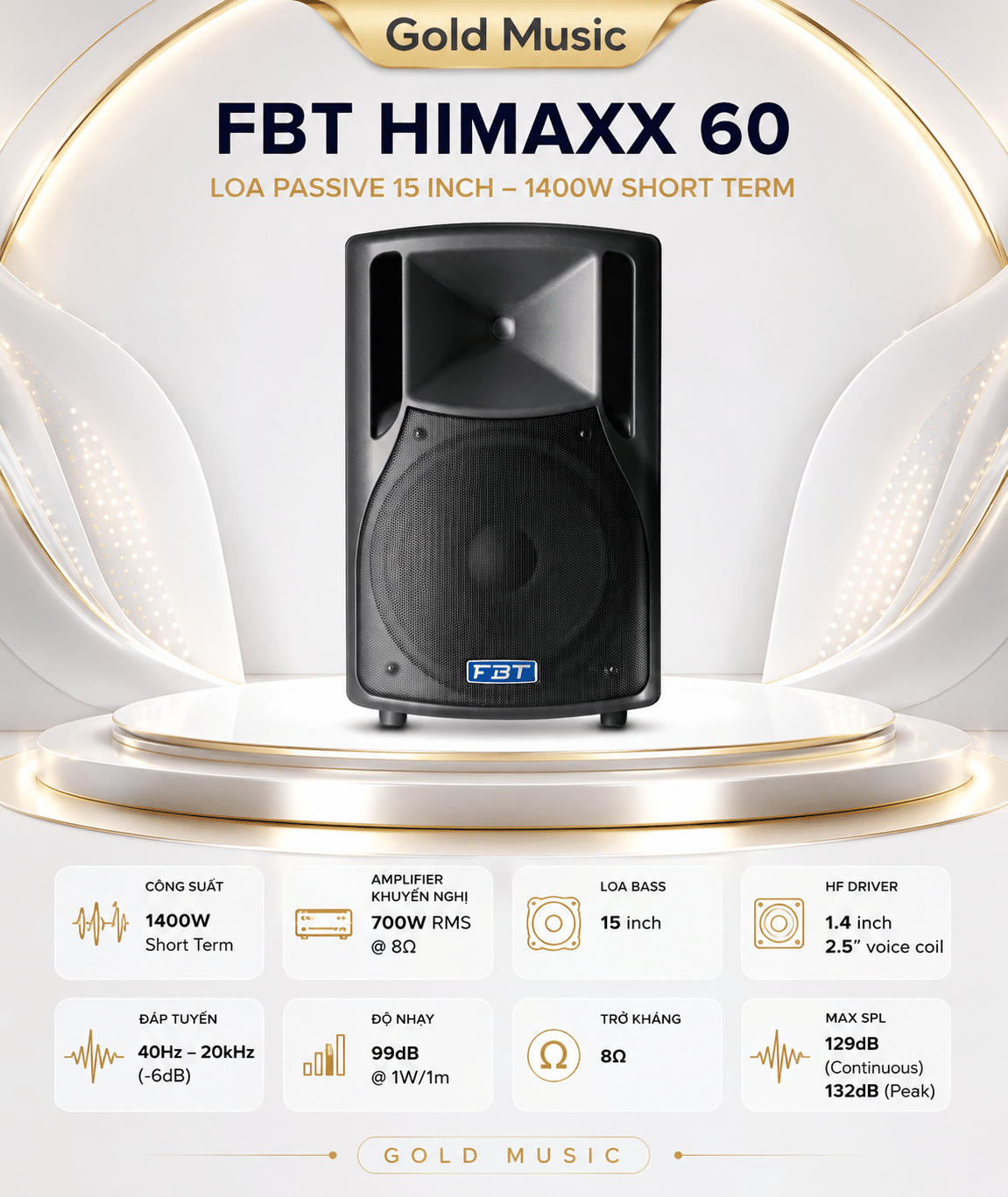 HIMAXX 60 Loa Passive 1400W 15inch FBT himaxx 60 loa passive 1400w 15inch fbt