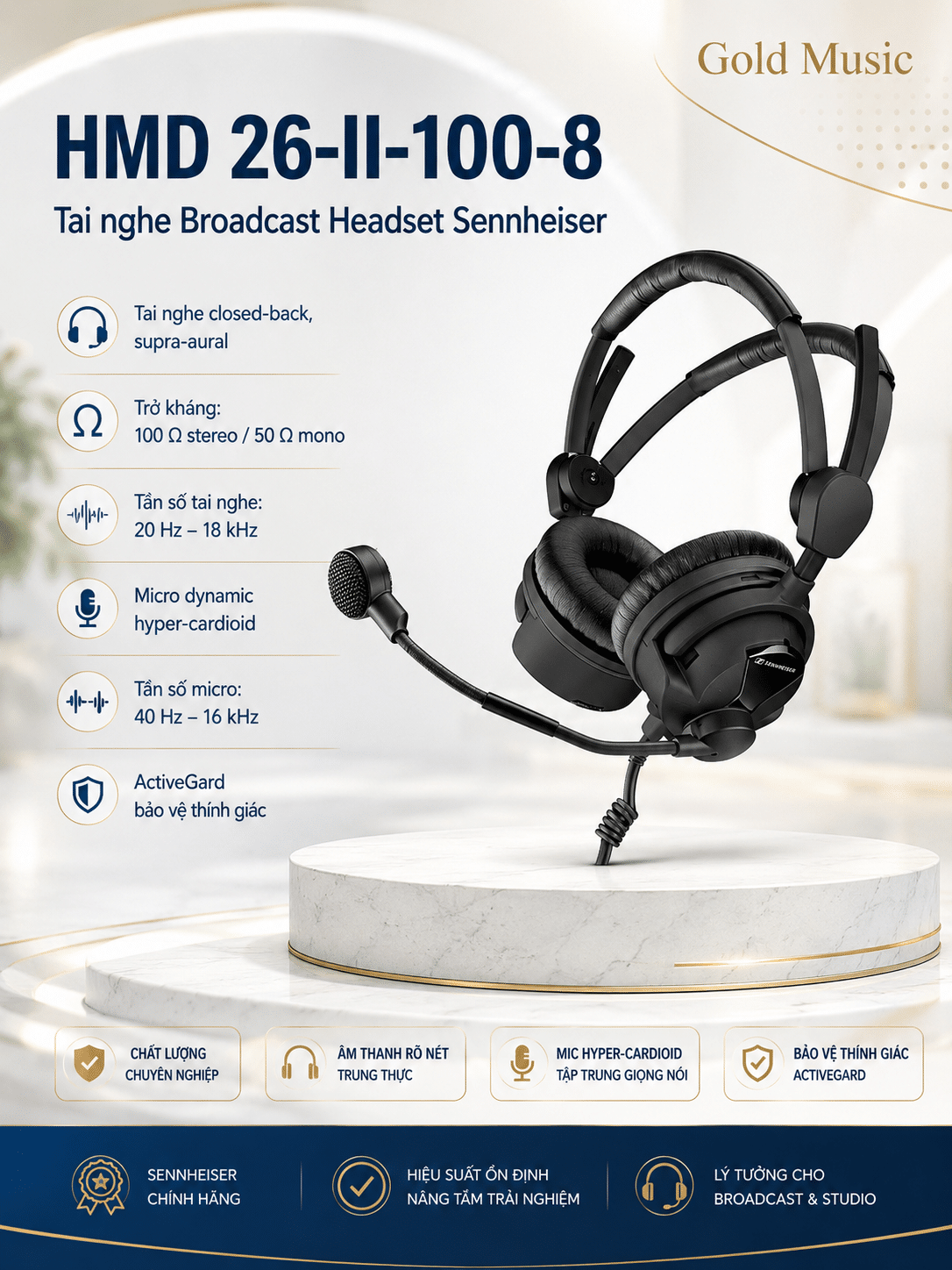 HMD 26-II-100-8 Tai nghe Broadcast Headset Sennheiser hmd 26 ii 100 8 tai nghe