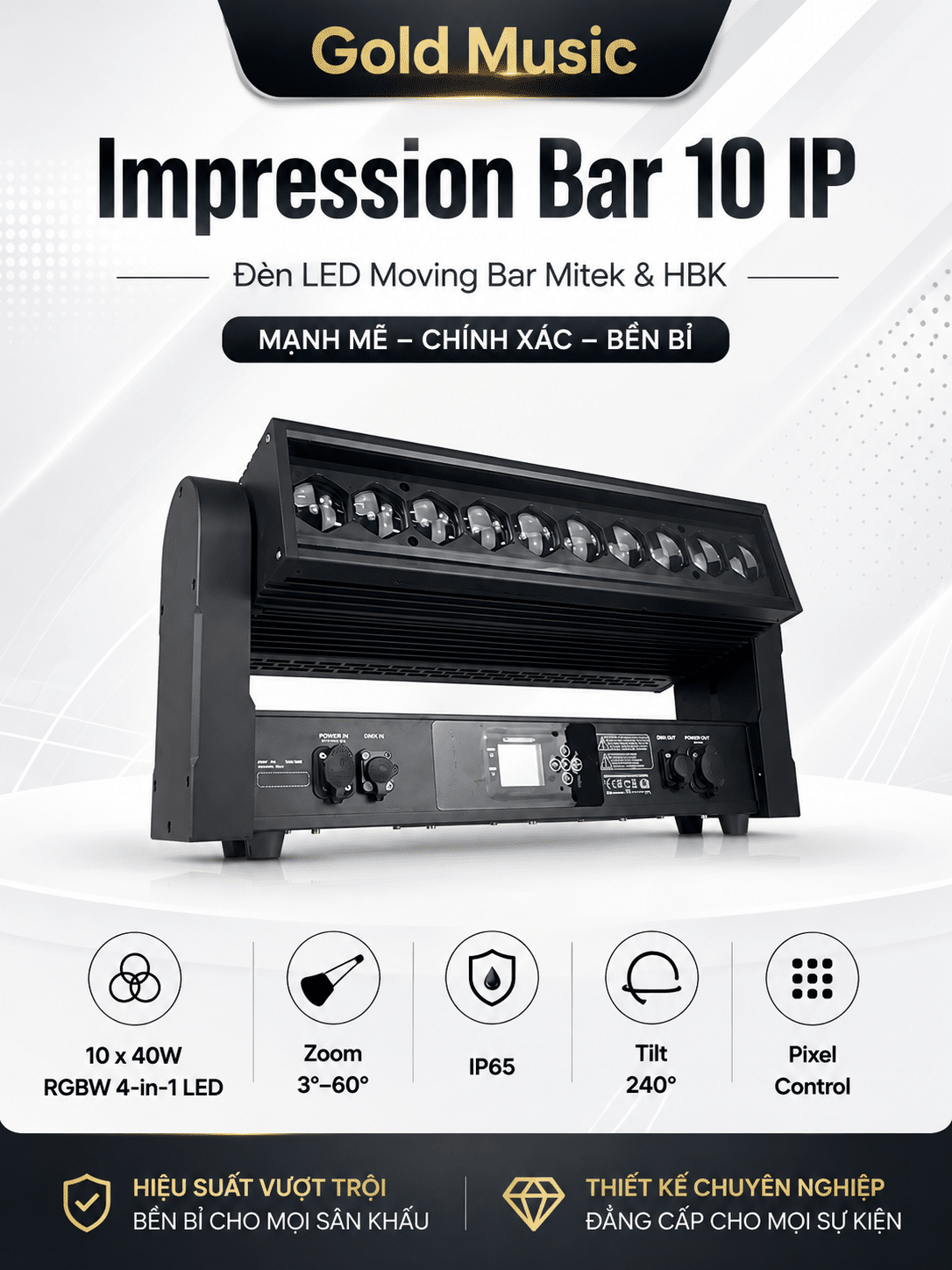 Impression Bar 10 IP – Đèn LED Moving Head Mitek & HBK impression bar 10 ip den led moving