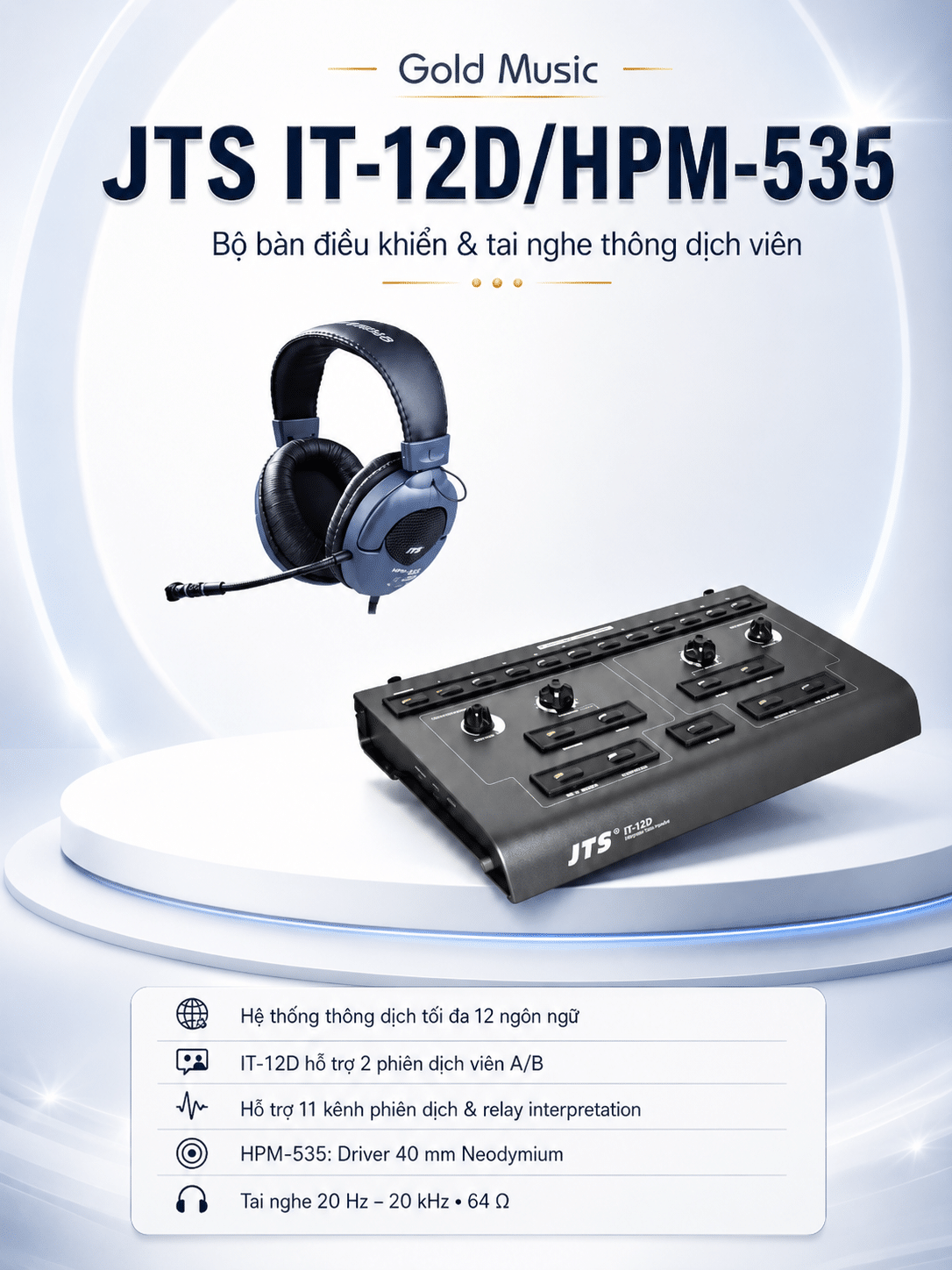 IT-12D/HPM-535 Bộ tai nghe thông dịch viên JTS it 12d hpm 535 bo tai nghe
