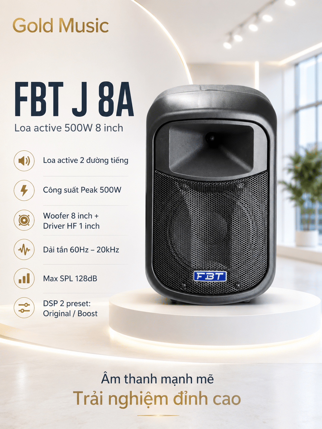 J 8A Loa active 500W 8inch FBT j 8a loa active 500w 8inch fbt