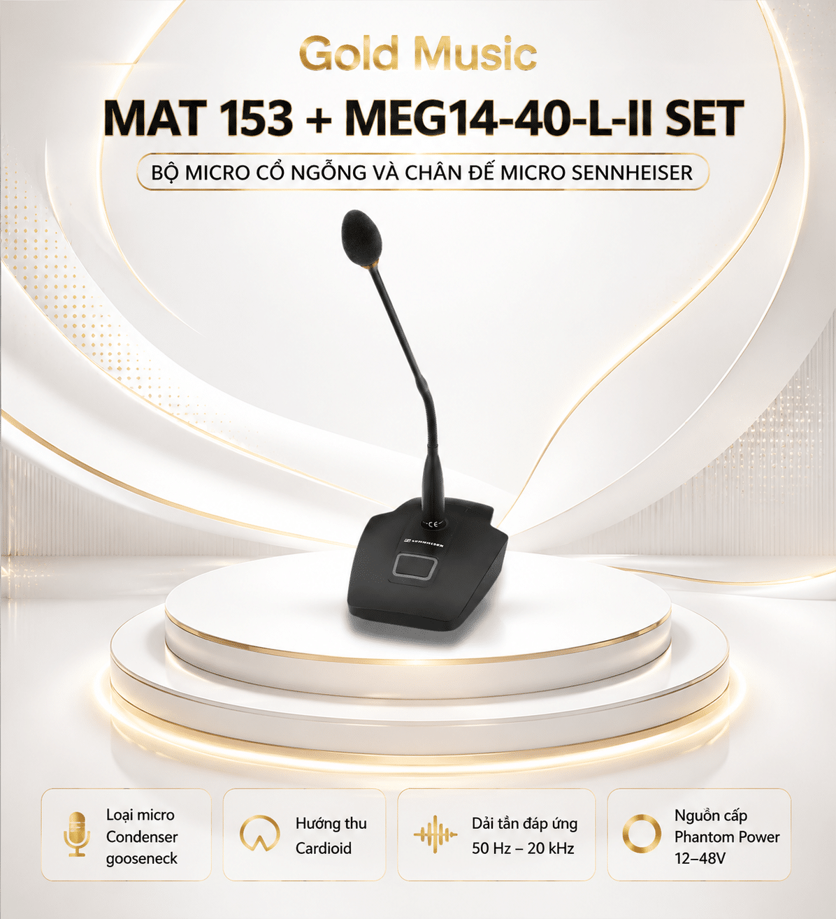 MAT 153 + MEG14-40-L-II SET Bộ Micro cổ ngỗng và Chân Đế Micro Sennheiser mat 153 plus meg14 40 l micro