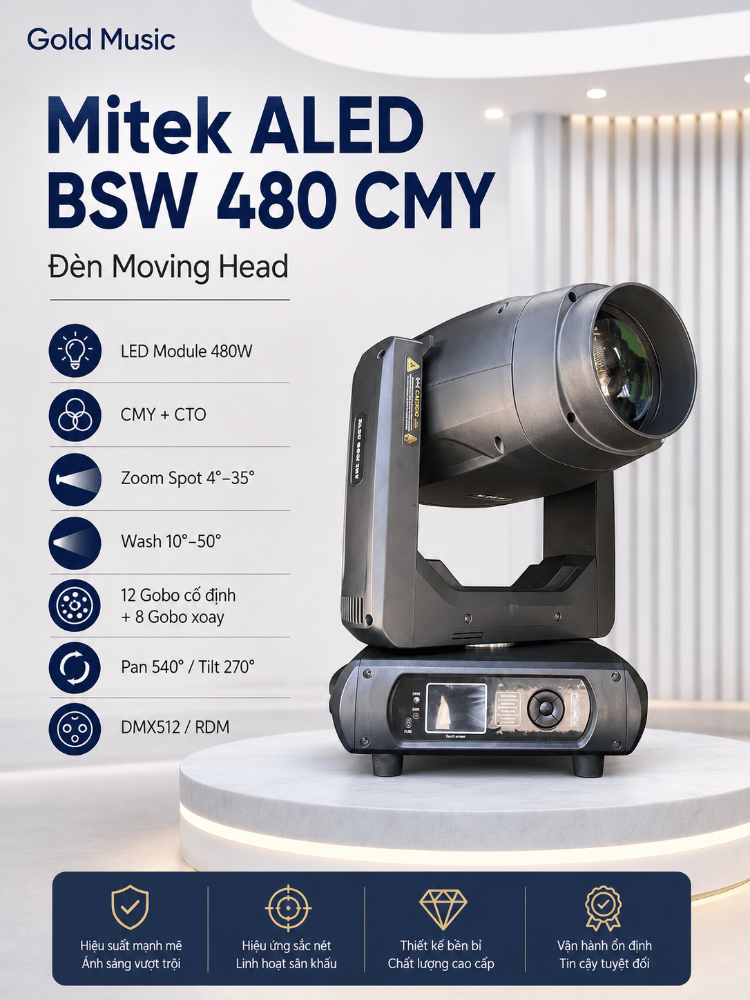 Mitek ALED BSW 480 CMY Đèn Moving Head mitek aled bsw 480 cmy den moving