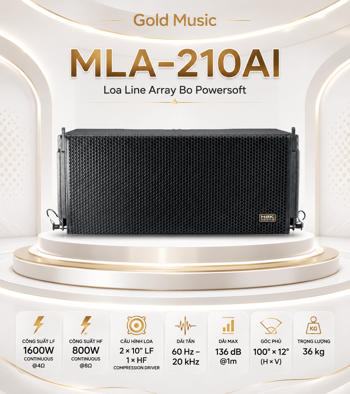 MLA-210AI Loa Line Array Bo Powersoft Công Suất Liên Tục 1600W LF 4Ω HF 8Ω HBK SOUND mla 210ai loa line array bo powersoft