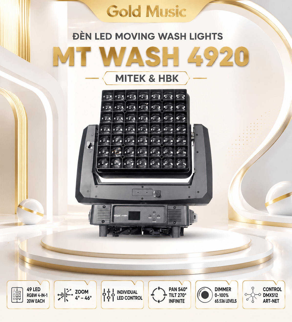 MT Wash 4920 LED Moving Wash Lights Mitek & HBK mt wash 4920 led moving wash lights