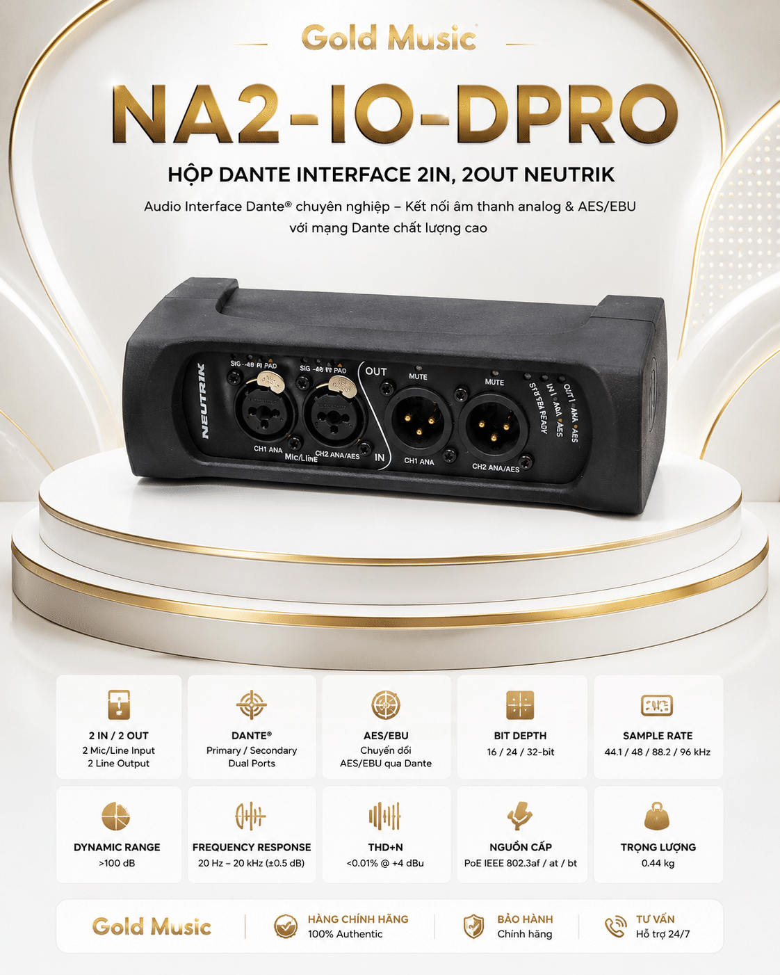 NA2-IO-DPRO Hộp Dante interface 2IN, 2OUT Neutrik na2 io dpro hop dante interface 2in