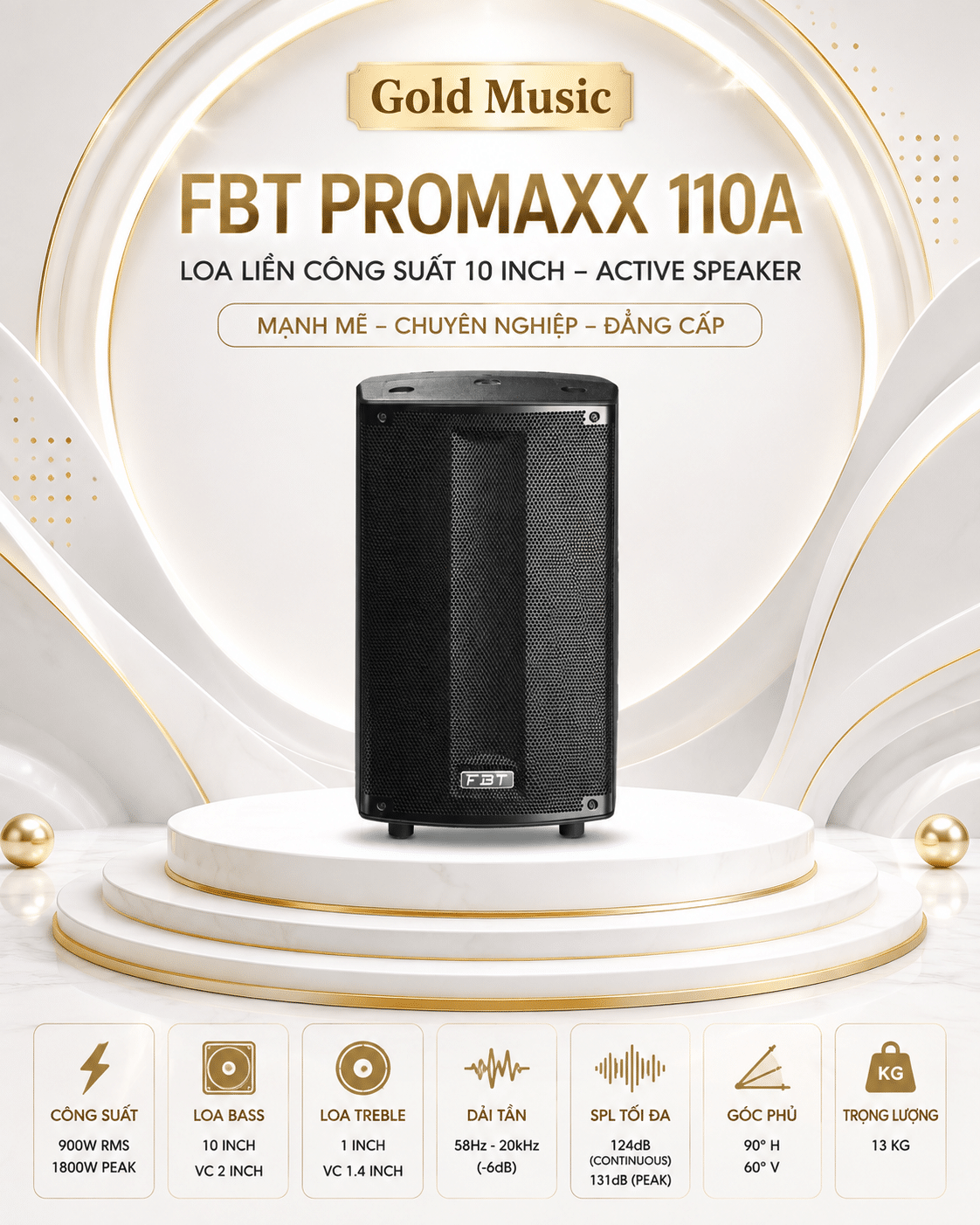 PROMAXX 110A Loa liền công suất 1800W 10inch FBT promaxx 110a loa 1800w 10inch fbt