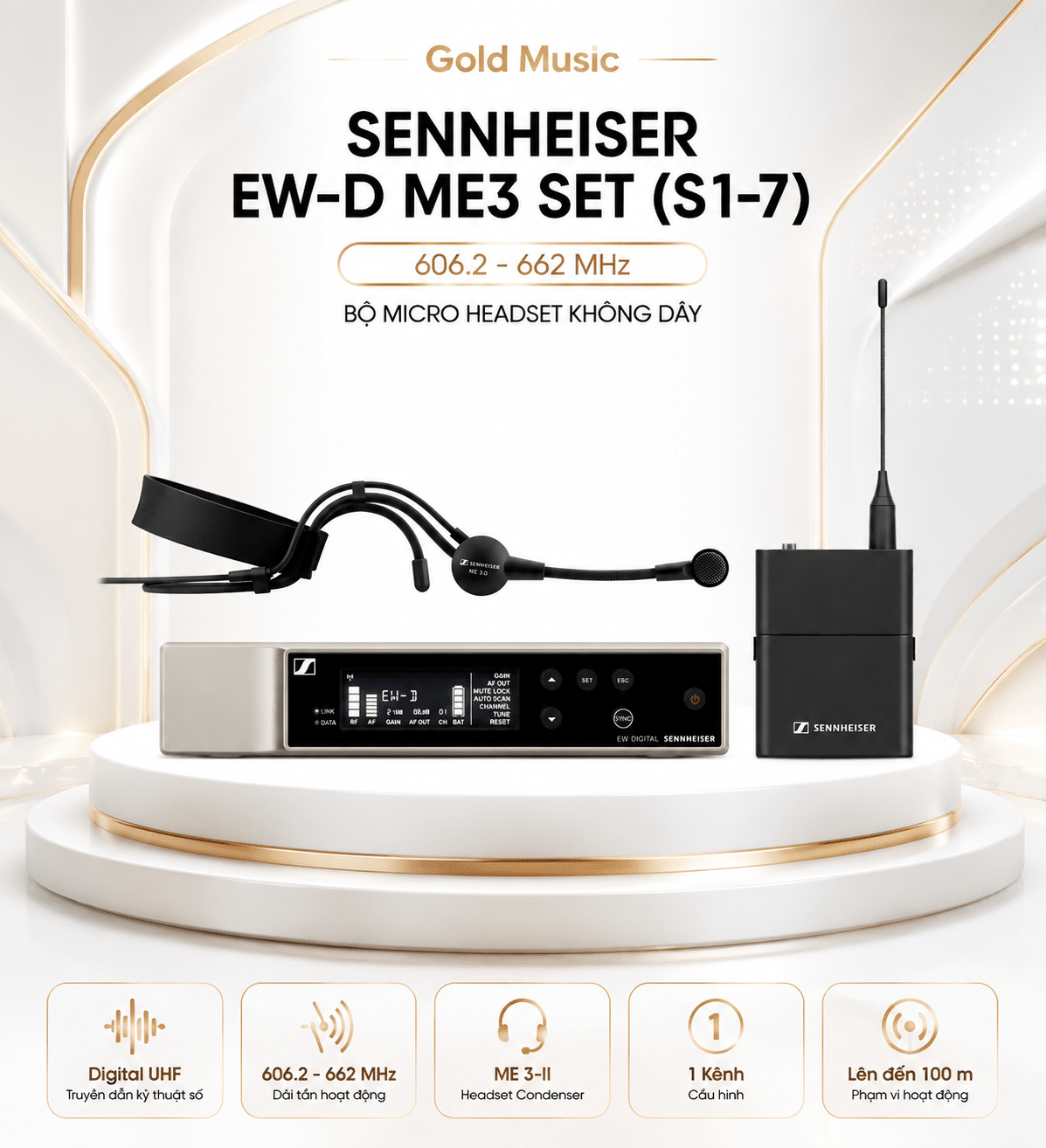 Sennheiser EW-D ME3 SET (S1-7) 606.2-662 MHz Bộ Micro headset không dây sennheiser ew d me3 set s1 micro