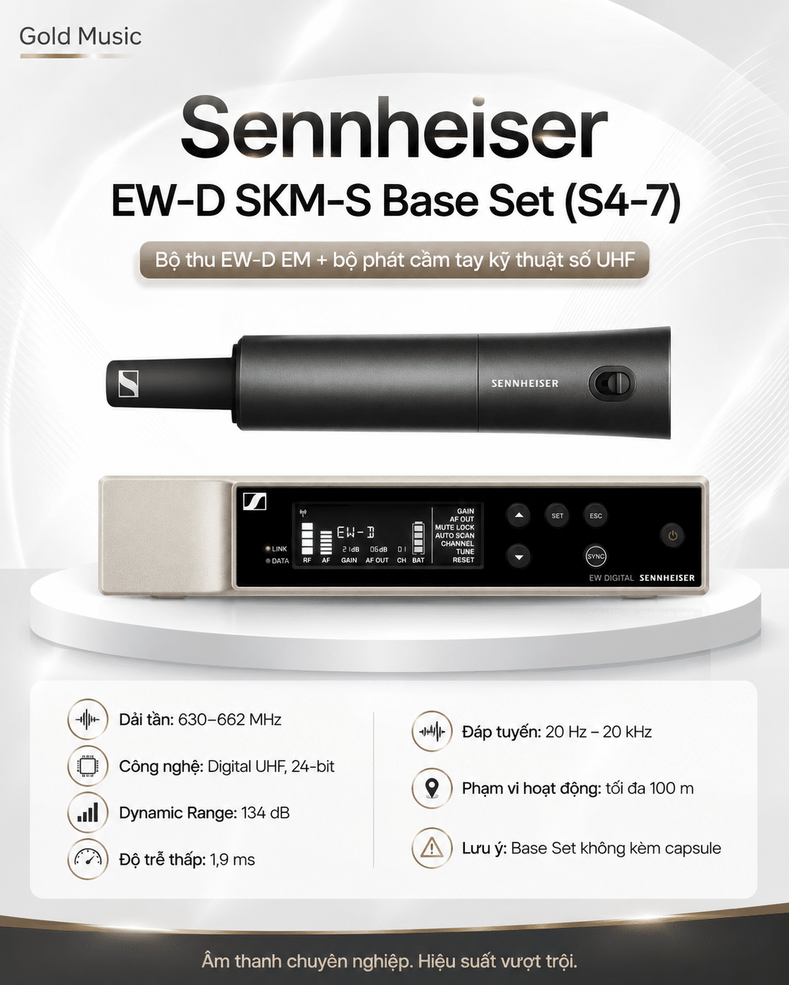 Sennheiser EW-D SKM BASE SET (S4-7) 630-662 MHz Reciever và Mic phát cầm tay UHF sennheiser ew d skm base set mic 1