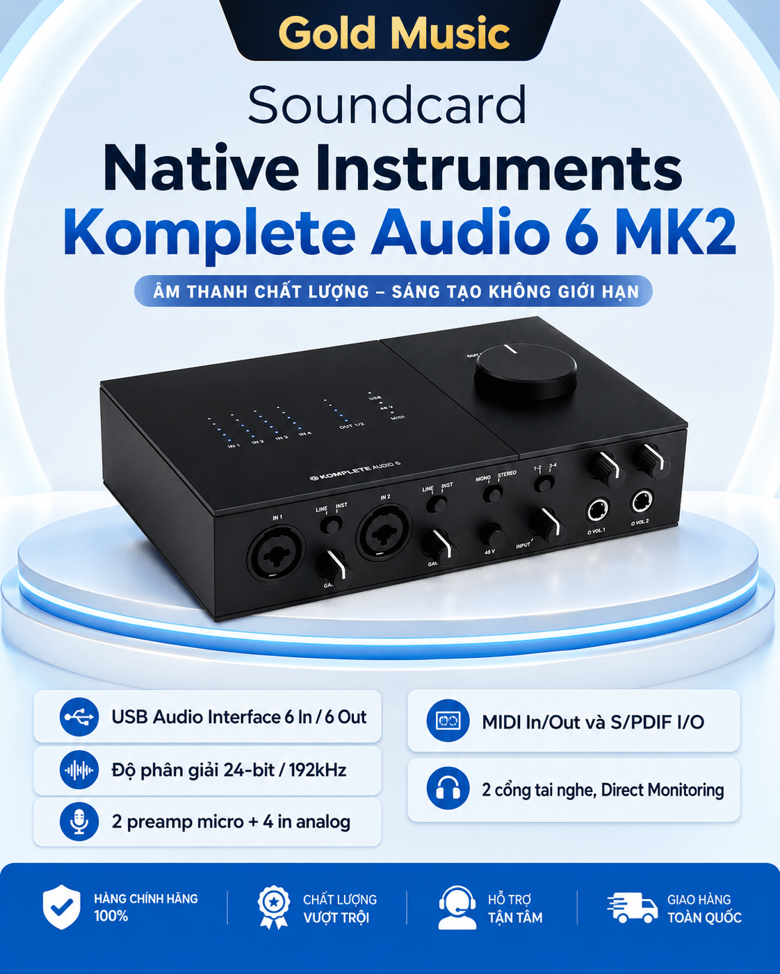 Soundcard Komplete Audio 6 MK2 – Bộ Thu Âm, Livestream Native Instruments Audio Sound Card NI soundcard komplete audio 6 mk2