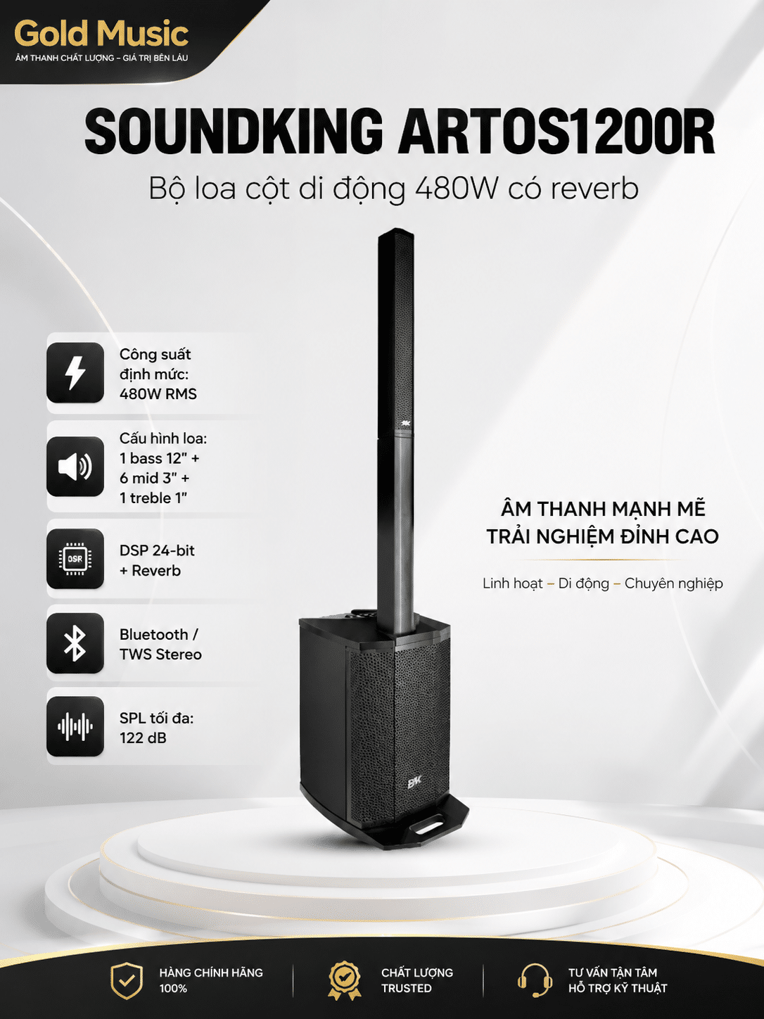 SOUNDKING ARTOS1200R Bộ loa cột di động 480W có reverb soundking artos1200r bo loa cot di 480w