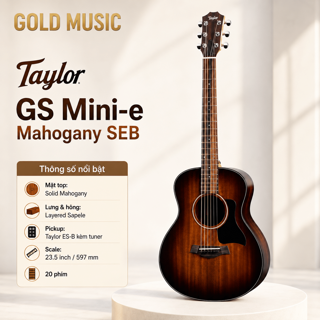 Taylor GS Mini-e Mahogany SEB đàn guitar acoustic gỗ mahogany taylor gs mini e mahogany seb guitar