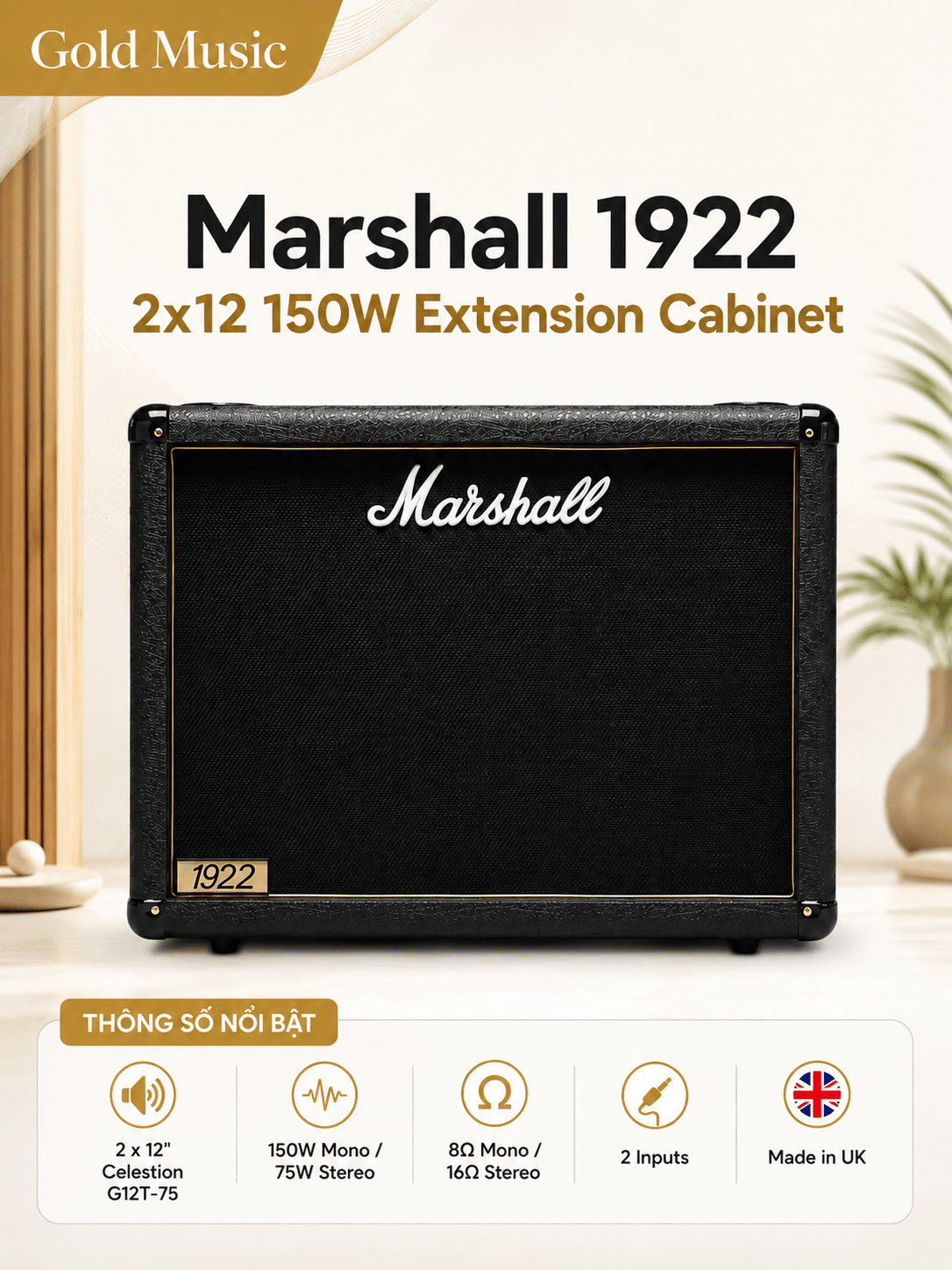 Thùng loa rời Marshall 1922 2x12 150W extension cabinet thung loa roi marshall 1922 2x12 150w