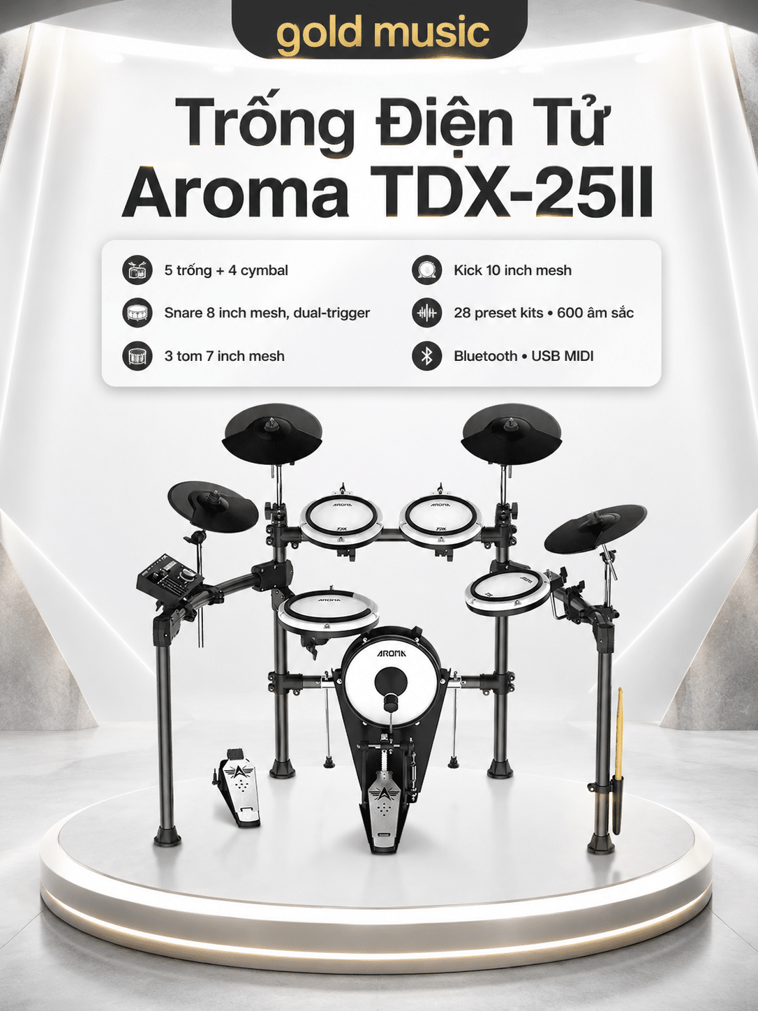 Trống Điện Tử Aroma TDX-25II trong dien tu aroma tdx 25ii