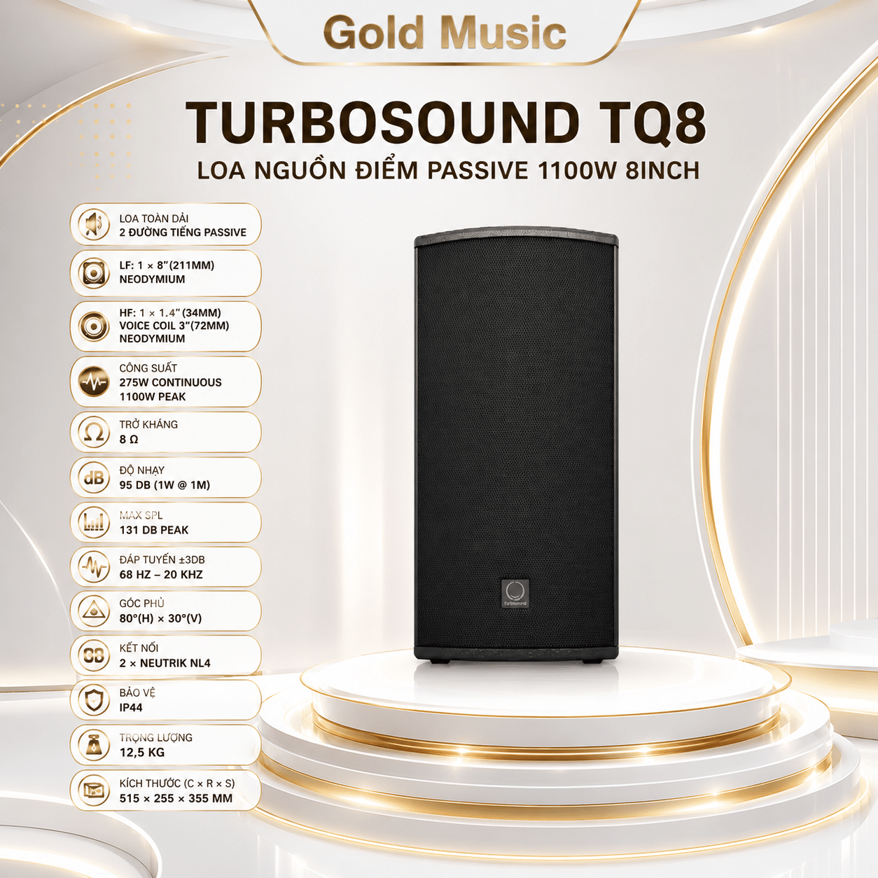 Turbosound TQ8 Loa Nguồn Điểm Passive 1100W 8inch turbosound tq8 loa nguon diem passive 1100w