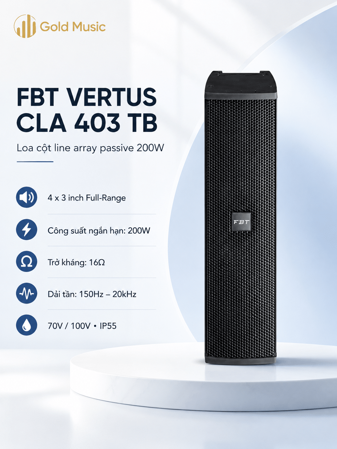 VERTUS CLA 403 TB Loa cột line array passive 200W FBT vertus cla 403 tb loa cot line