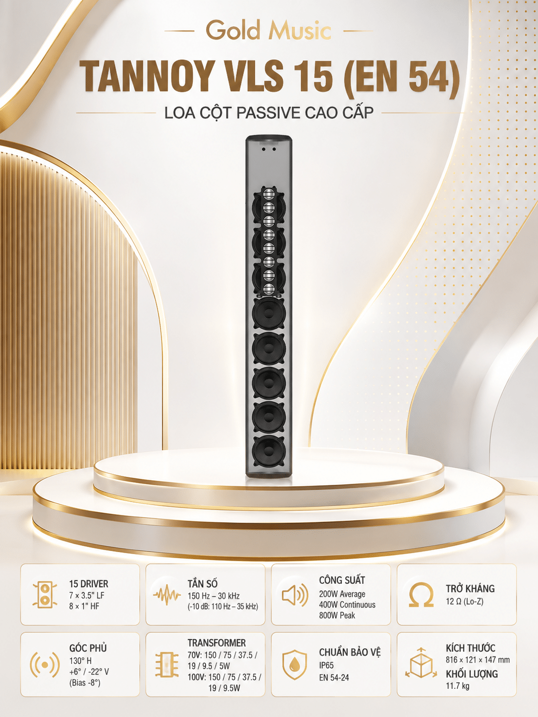 VLS 15 (EN 54) Loa Cột Passive Tannoy vls 15 en 54 loa cot passive