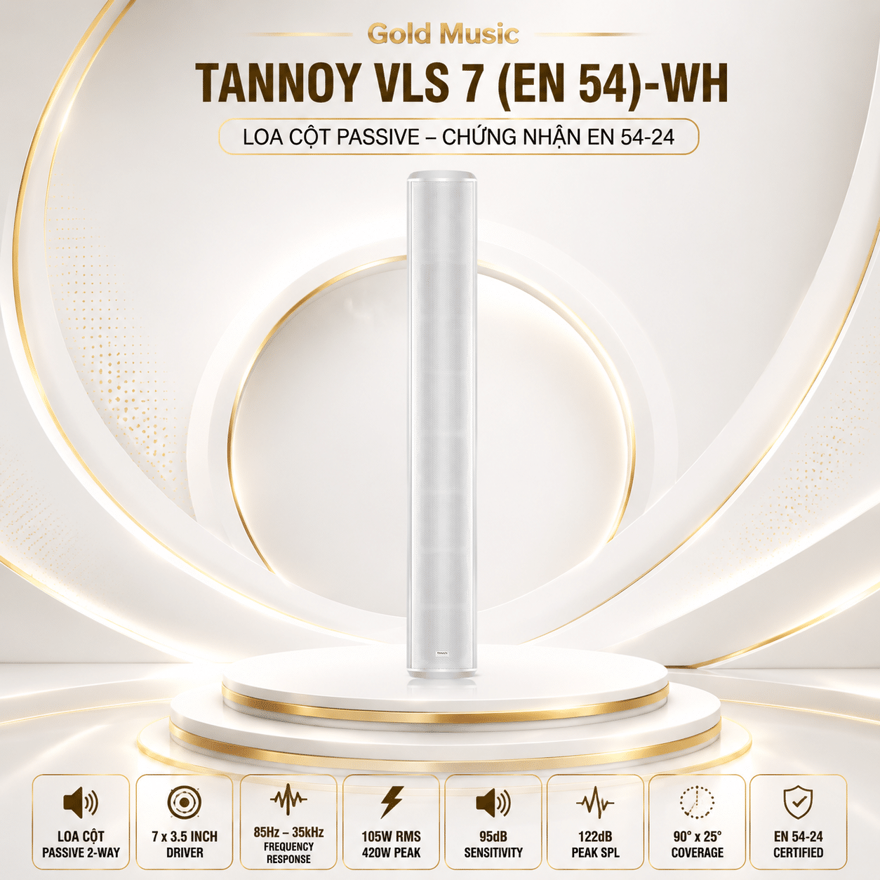 VLS 7 (EN 54)-WH Loa Cột Passive Tannoy vls 7 en 54 wh loa cot