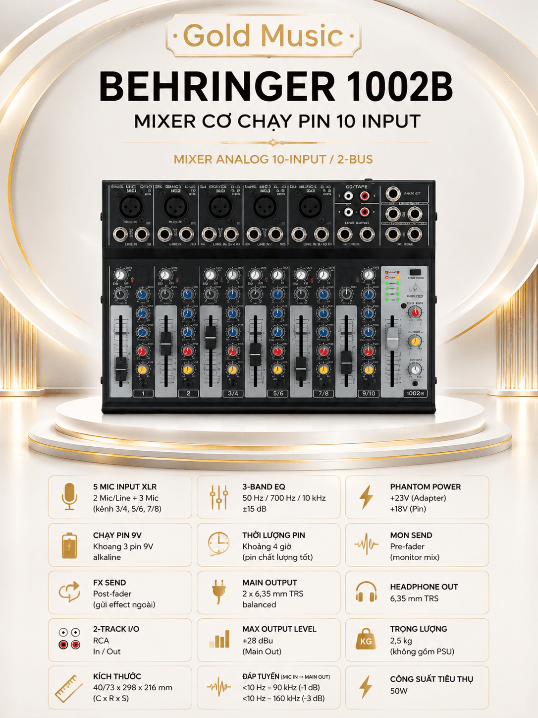 Behringer 1002B Battery Powered Analog Mixers |Mixer cơ chạy pin 1002B 1002b