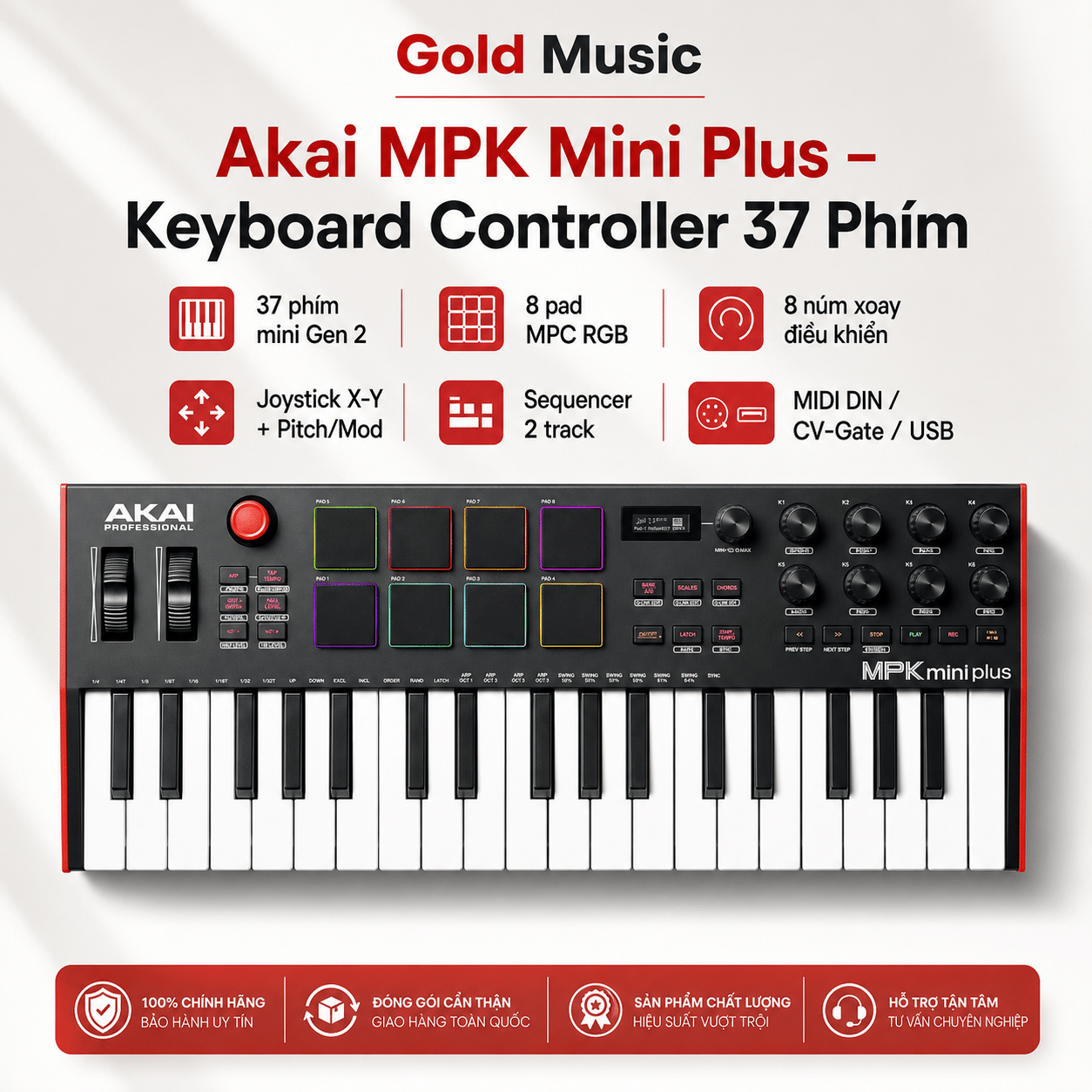 Akai MPK Mini Plus – Keyboard Controller 37 Phím akai mpk mini plus keyboard controller 37 phim