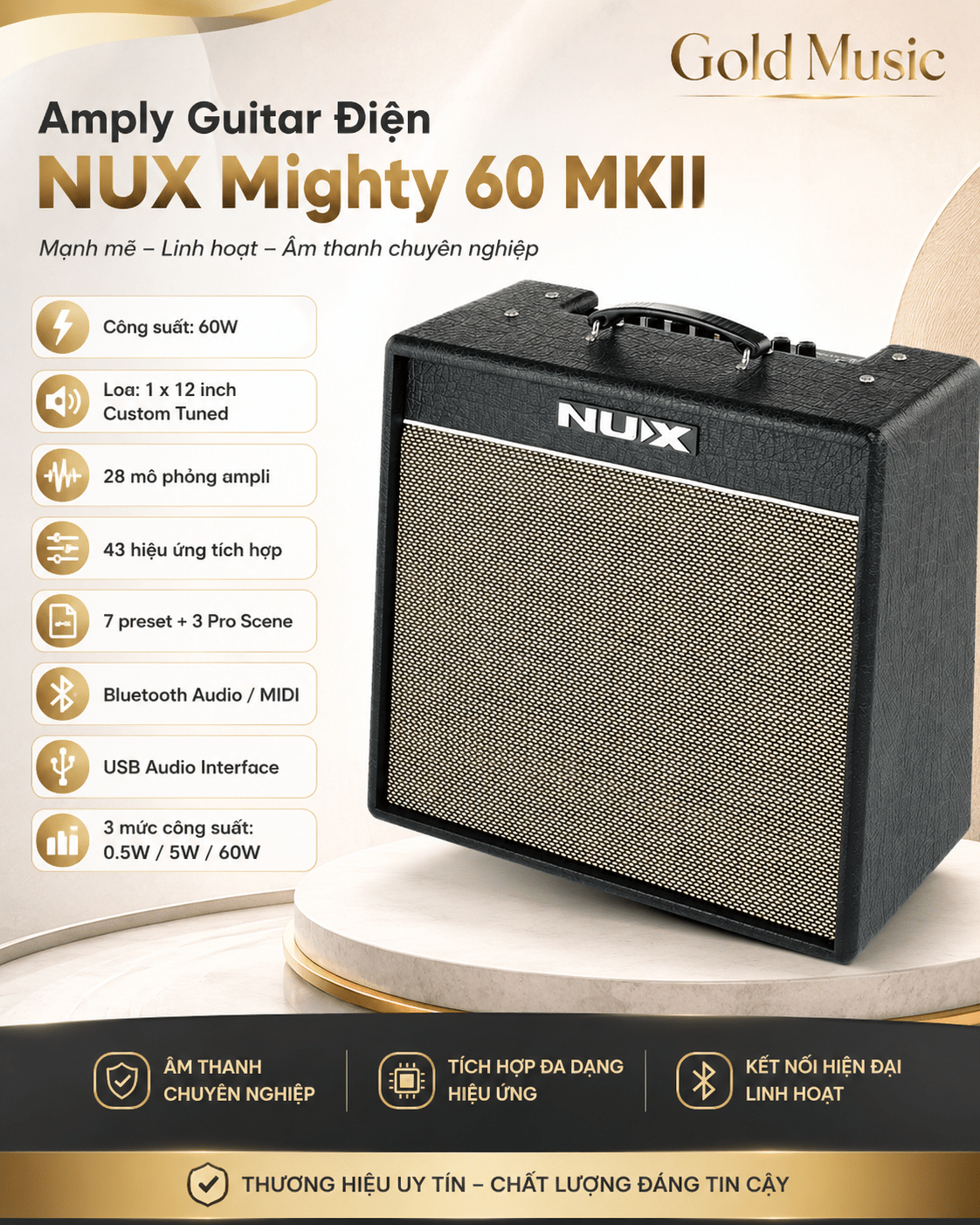 Amply Electric Guitar Nux Mighty 60 MKII ampli guitar dien nux mighty 60 mkii