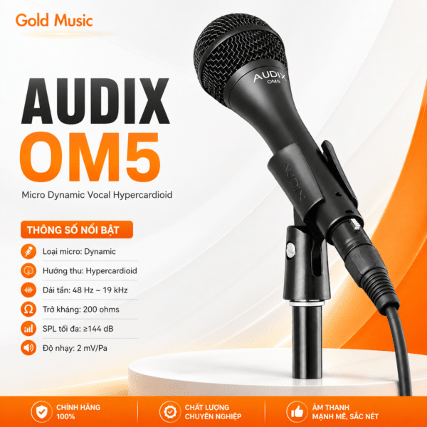 Audix OM5 micro vocal cardioid cho giọng hát trung thực audix om5 micro vocal cardioid