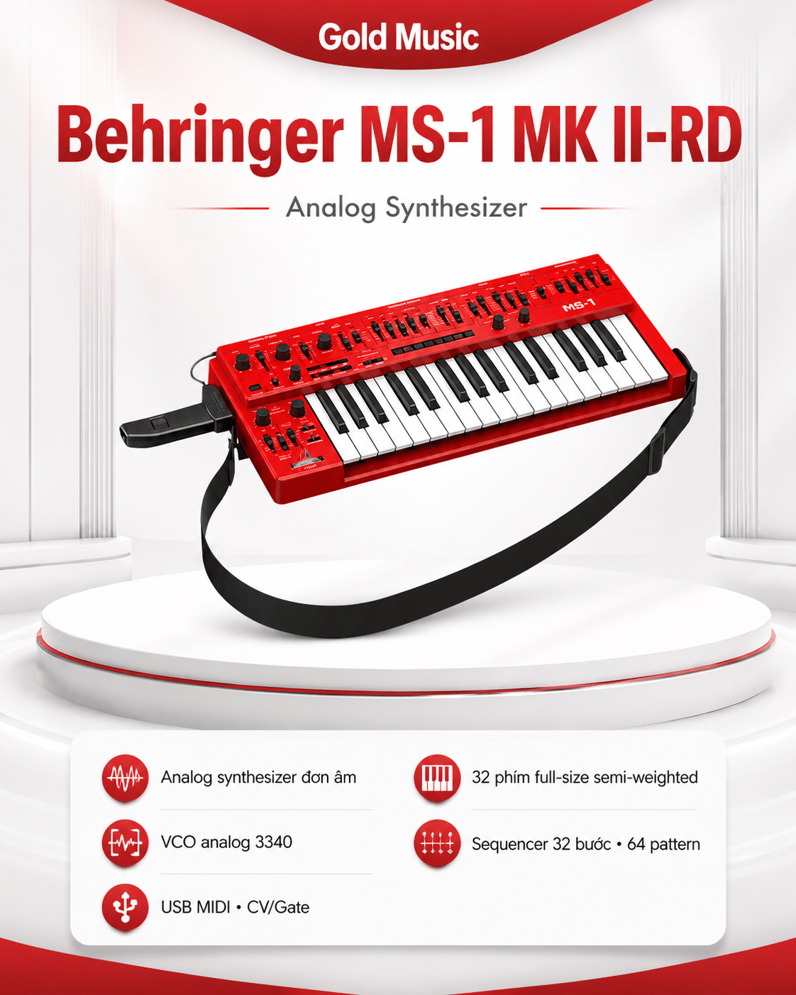Behringer MS-1 MK II-RD Analog Synthesizer behringer ms 1 mk ii rd synthesizer