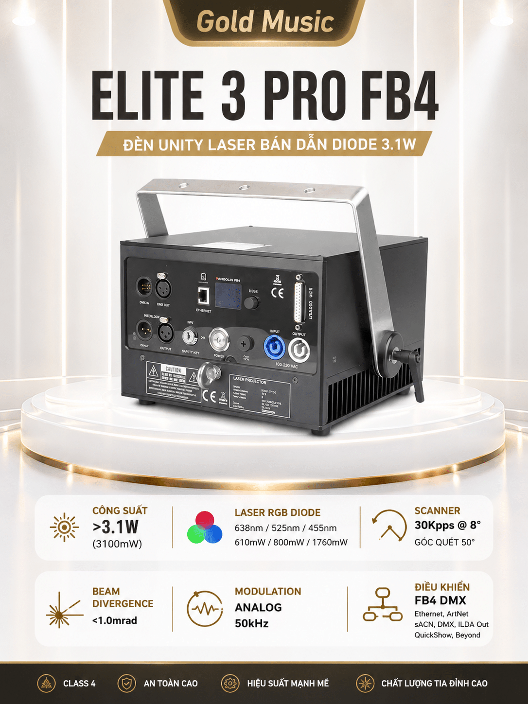 Elite 3 Pro FB4 Đèn Unity Laser bán dẫn diode 3.1W elite 3 pro fb4 den unity laser