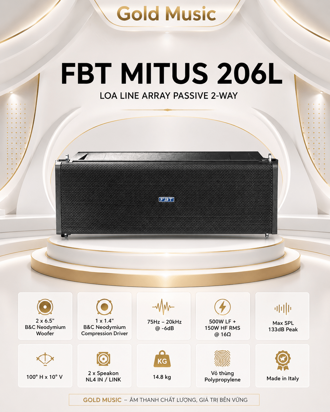 Fbt MITUS 206L Loa line array passive 1300W 6.5inch fbt mitus 206l loa line array passive